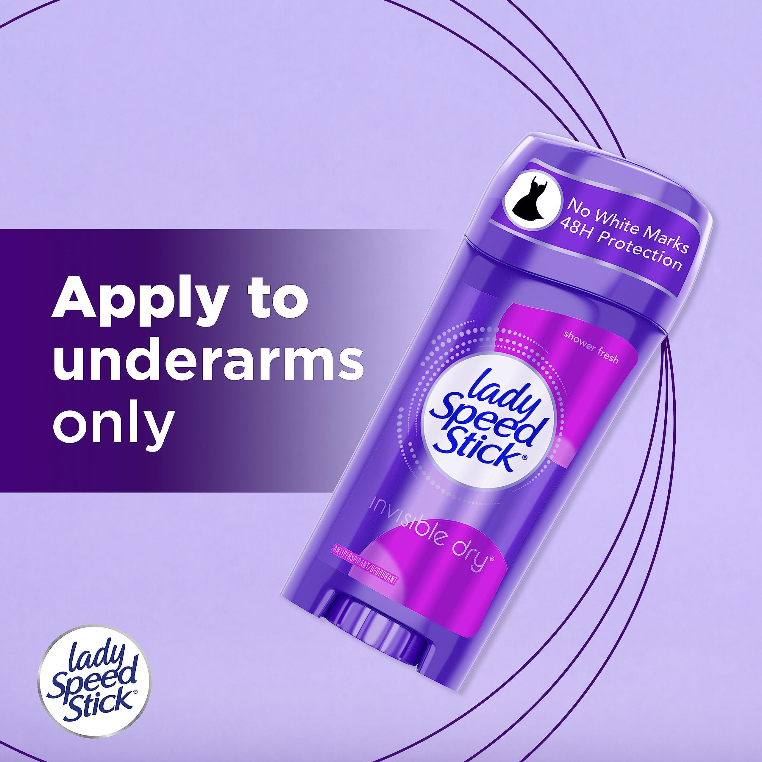 Lady Speed Stick Invisible Dry Antiperspirant Deodorant, Shower Fresh, 2.3oz, 4 Pack - Image 7