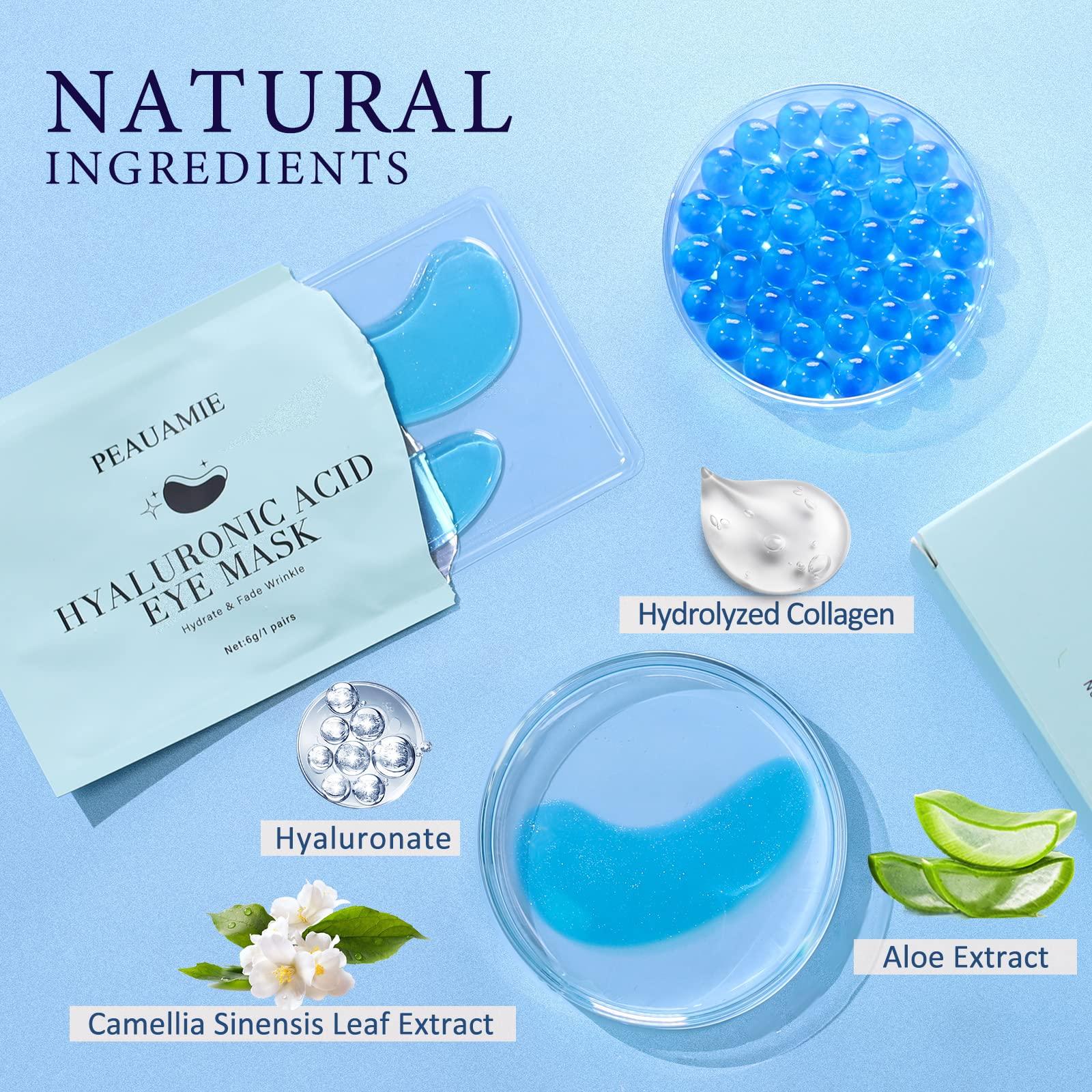 PEAUAMIE Under Eye Patchs Hyaluronic Acid Eye Mask for Dark Circles and Puffiness Wrinkle Eye Bags 30 Pairs - Image 5