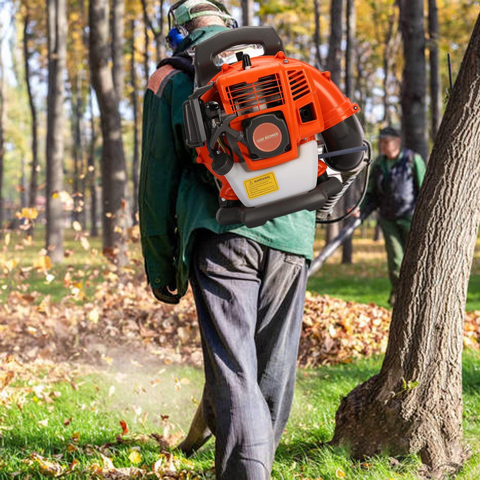 Backpack Gas Powered Leaf Blower, 52CC 550CFM 3HP 2 Stroke Grass Lawn Blower Air Cooling Gasoline Backpack Grass Blower with Air-Cooled, Snow Blower for Outdoor (550CFM 52CC) - Image 2