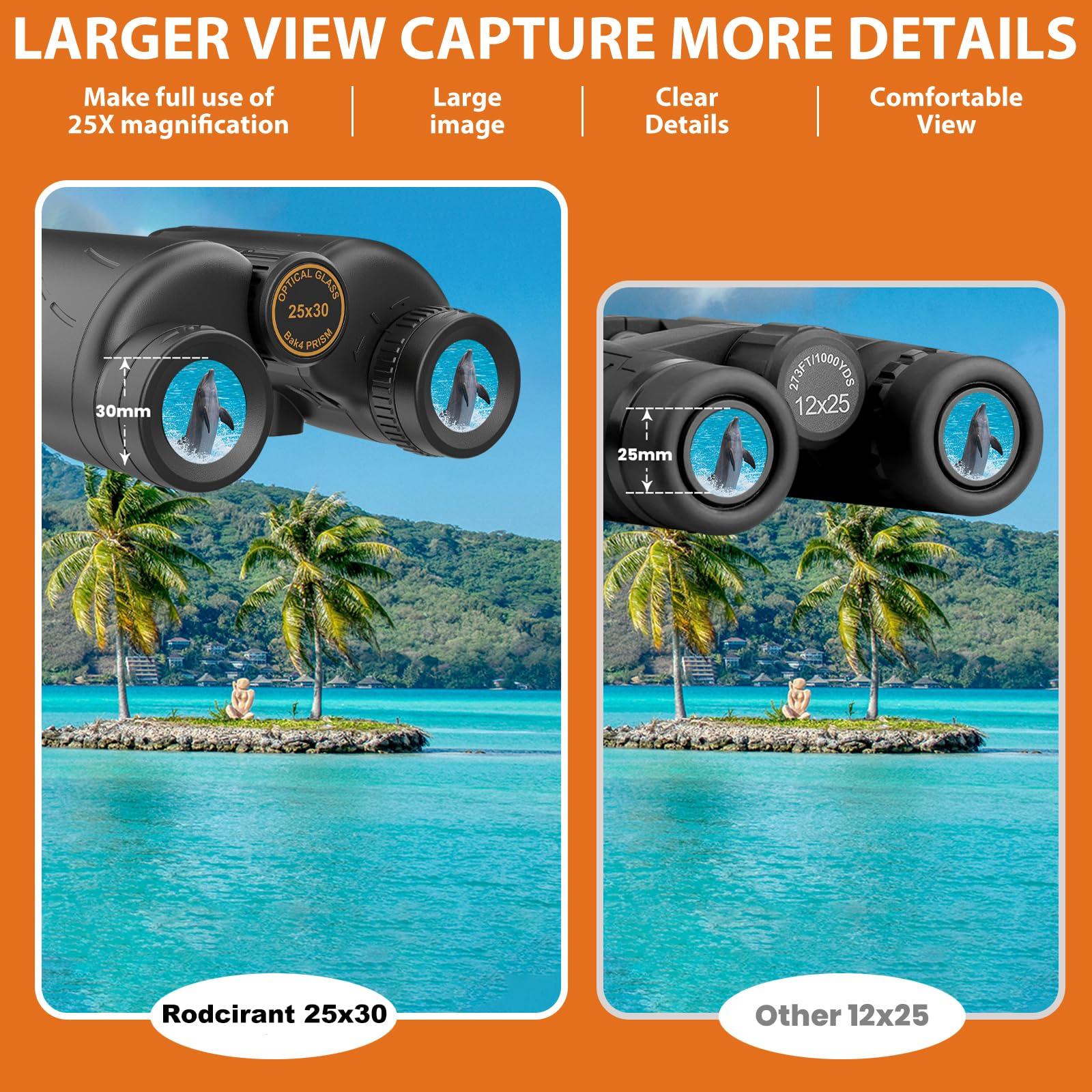 Binoculars 25x30 for Adults with Universal Phone Adapter, Tripod and Tripod Adapter,Large Eyepiece Easy Focus Compact and Waterproof Binoculars for Bird Watching,Hiking and Travel - Image 3