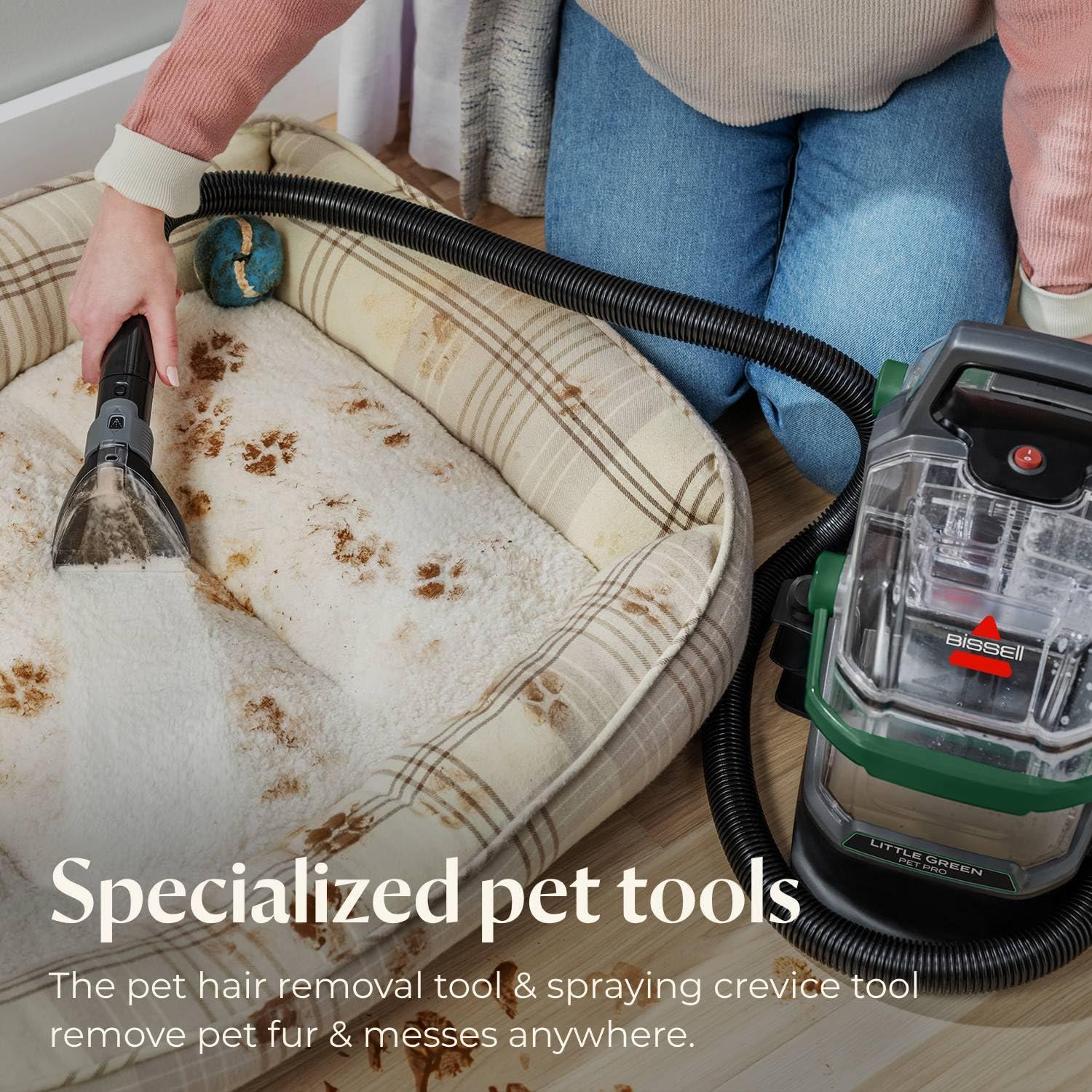 BISSELL Little Green Pet Pro Portable Carpet Cleaner Portable Carpet and Upholstery Deep Cleaner, Car/Auto Detailer, with Self-Cleaning Tough Stain Tool, Pet Hair Removal Tool, Crevice Tool (3909) - Image 5