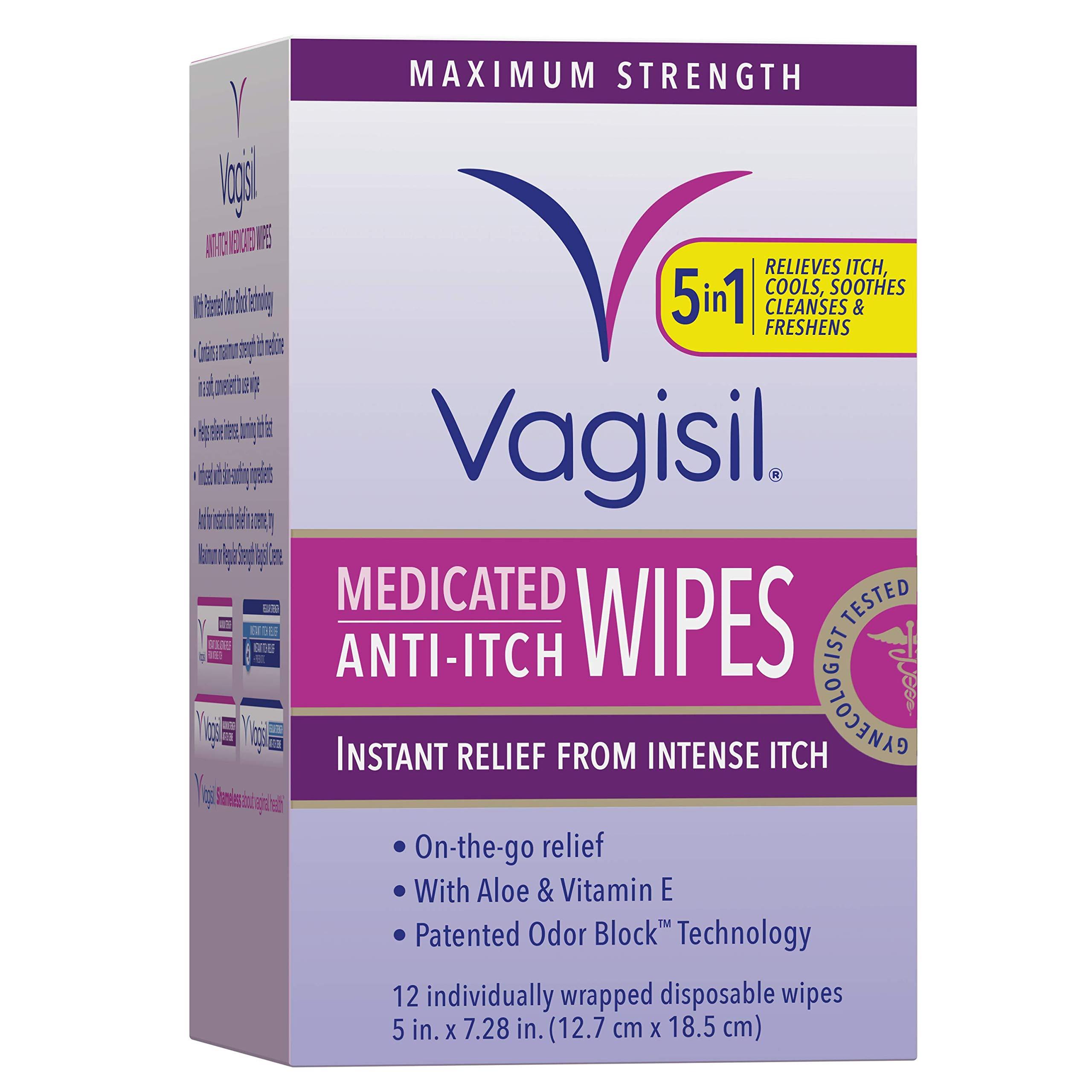 Monistat Feminine Cleanser with Boric Acid, 10 Fl Oz and Vagisil Medicated Feminine Wipes, Maximum Strength, 12 Wipes