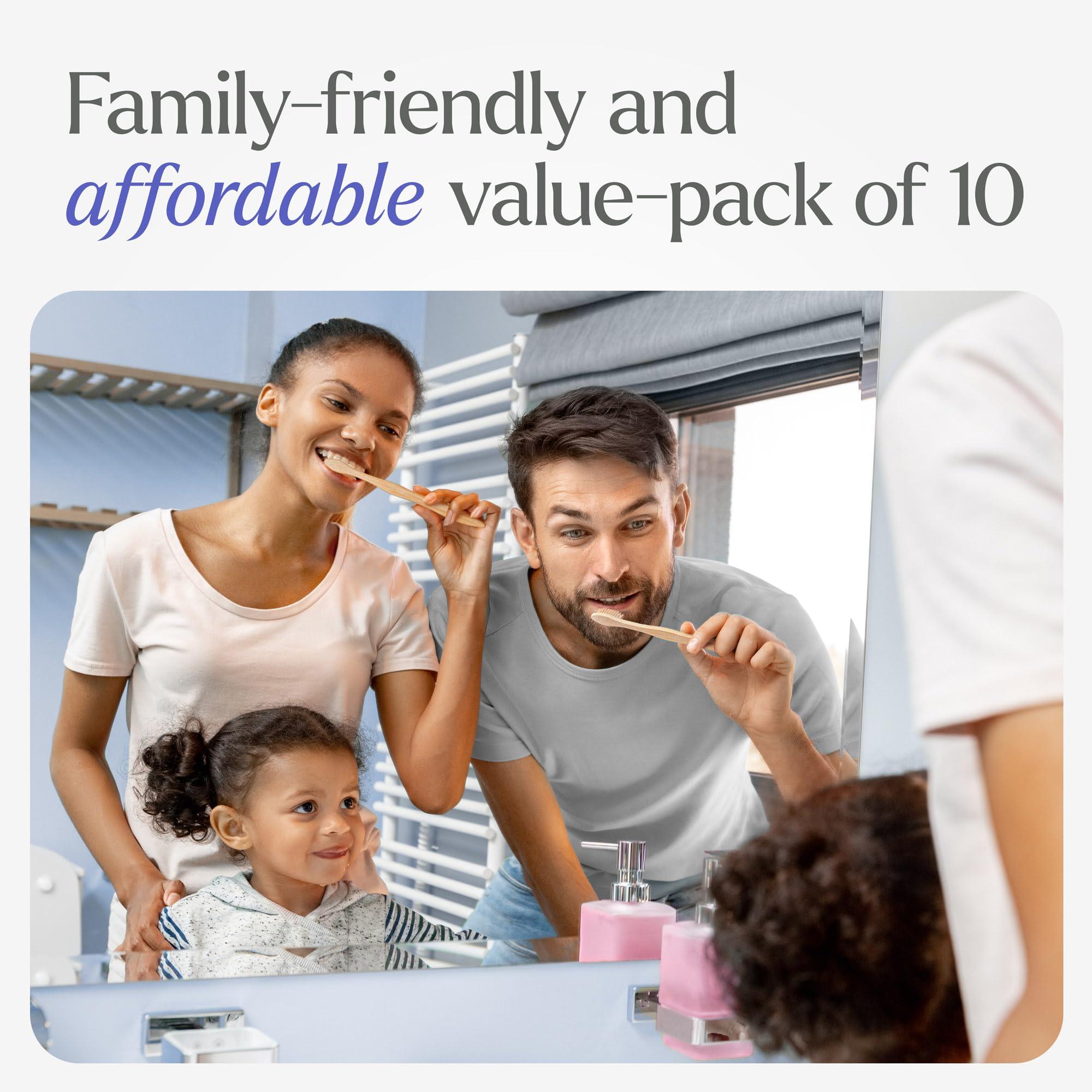 VIVAGO Bamboo Toothbrushes Medium Bristles 10 Pack - BPA Free Medium Bristles Toothbrushes for Adults - Eco-Friendly, Natural Wooden Toothbrush - Image 7