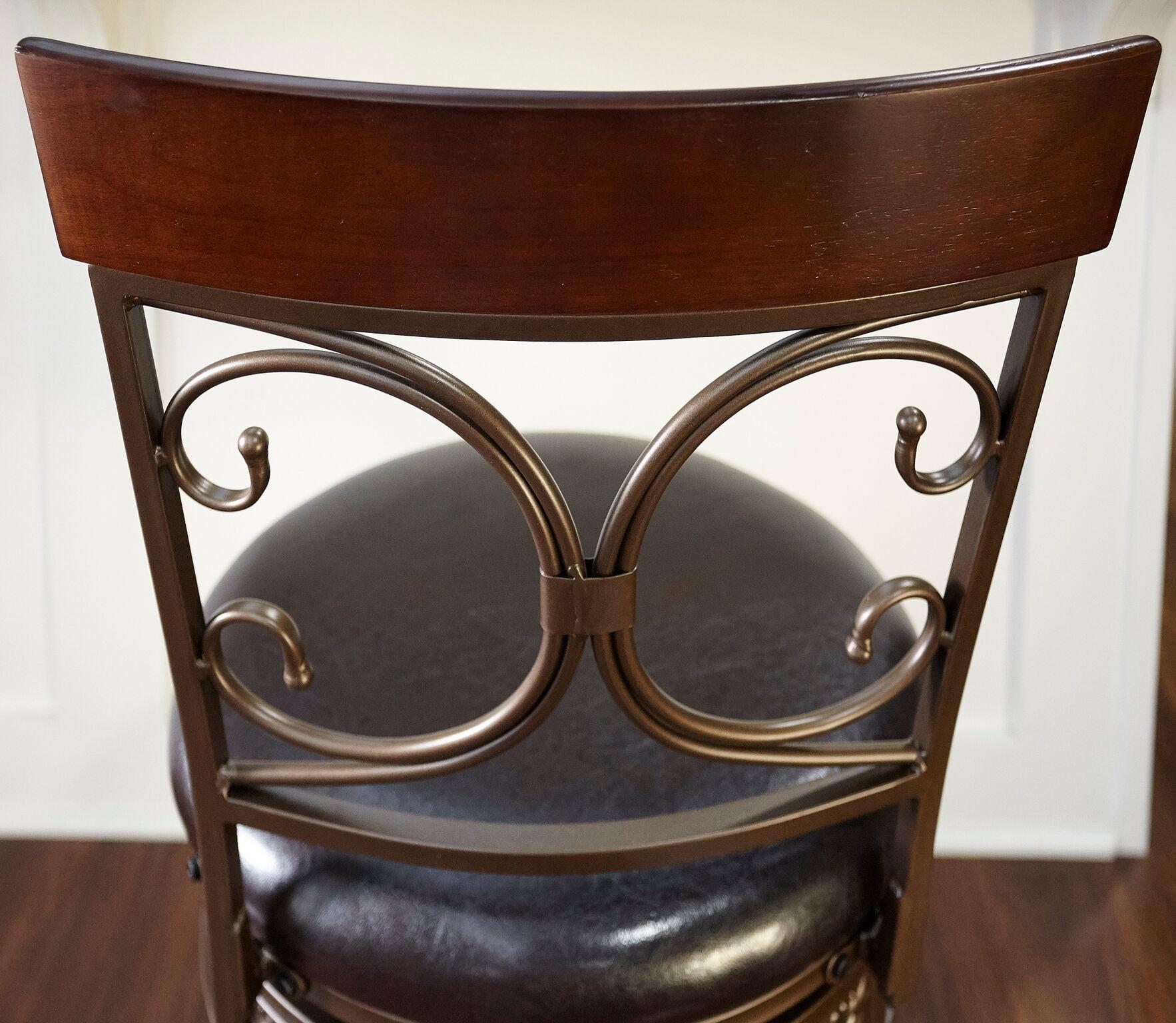 Powell Big and Tall Back Scroll Stool, Counter Height, Dark Bronze/Brown - Image 4