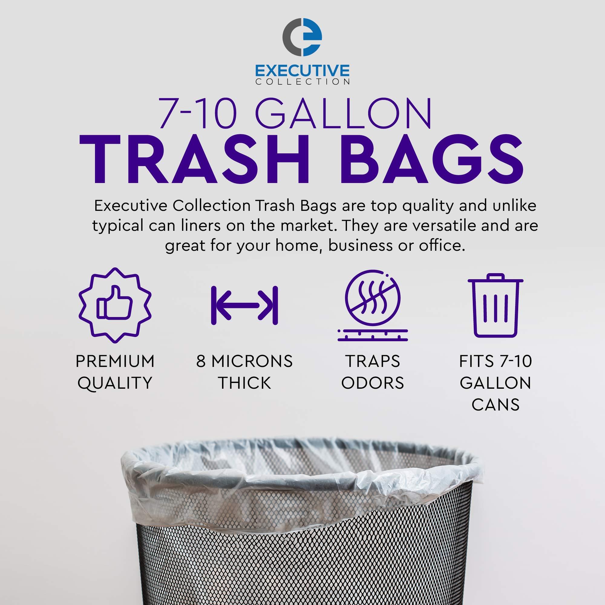 Clear 7-10 Gallon Trash Bags, Bulk Pack - Medium Size Garbage Bin Liners for Office, Bedroom and Kitchen Wastebasket Cans - by Executive Collection (100 Bags) - Image 2