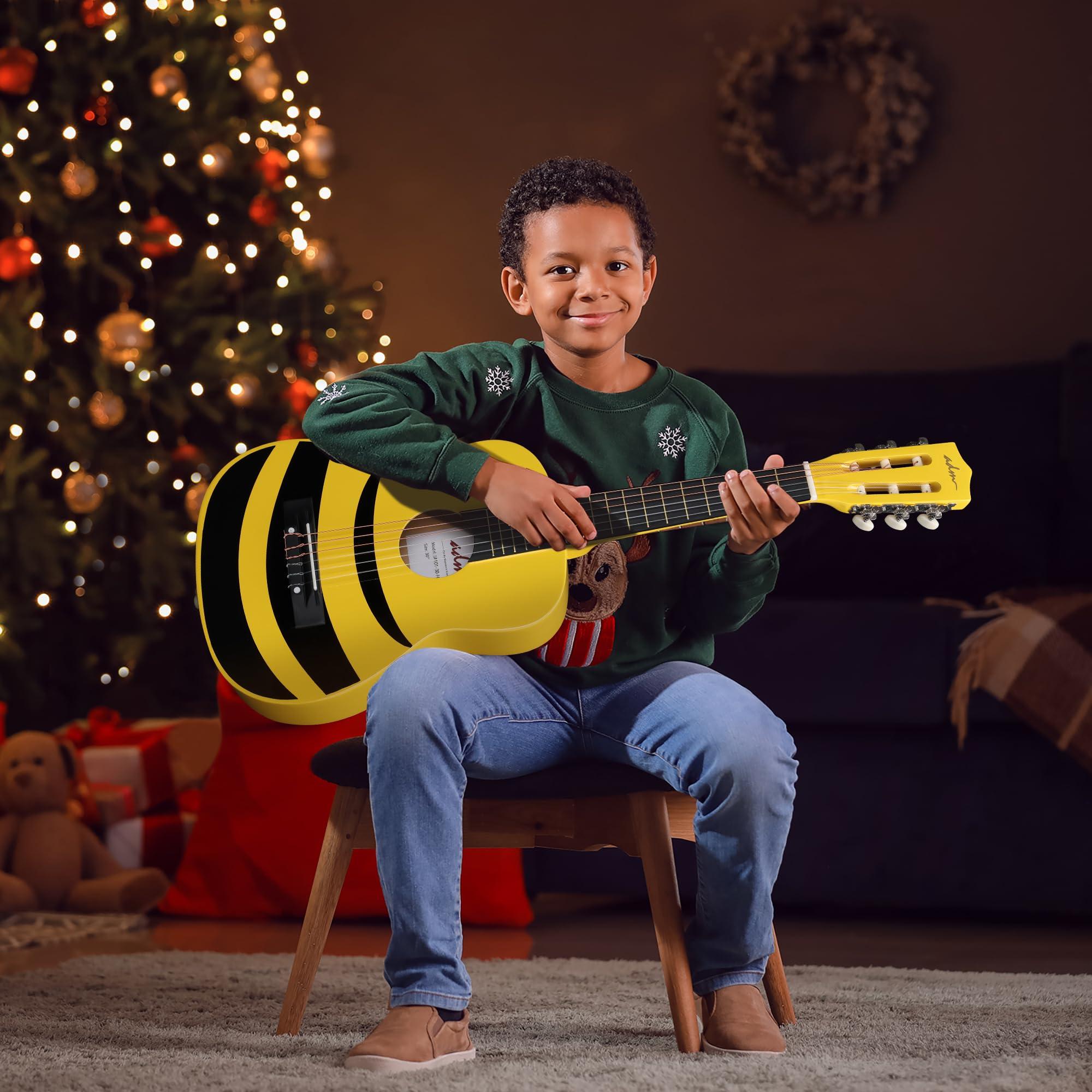 ADM Beginner Acoustic Classical Guitar Nylon Strings Wooden Guitar Bundle Kit for Kid Boy Girl Student Youth Guitarra Online Lessons with Starter Accessories (30 Inch, Honey Bee) - Image 5