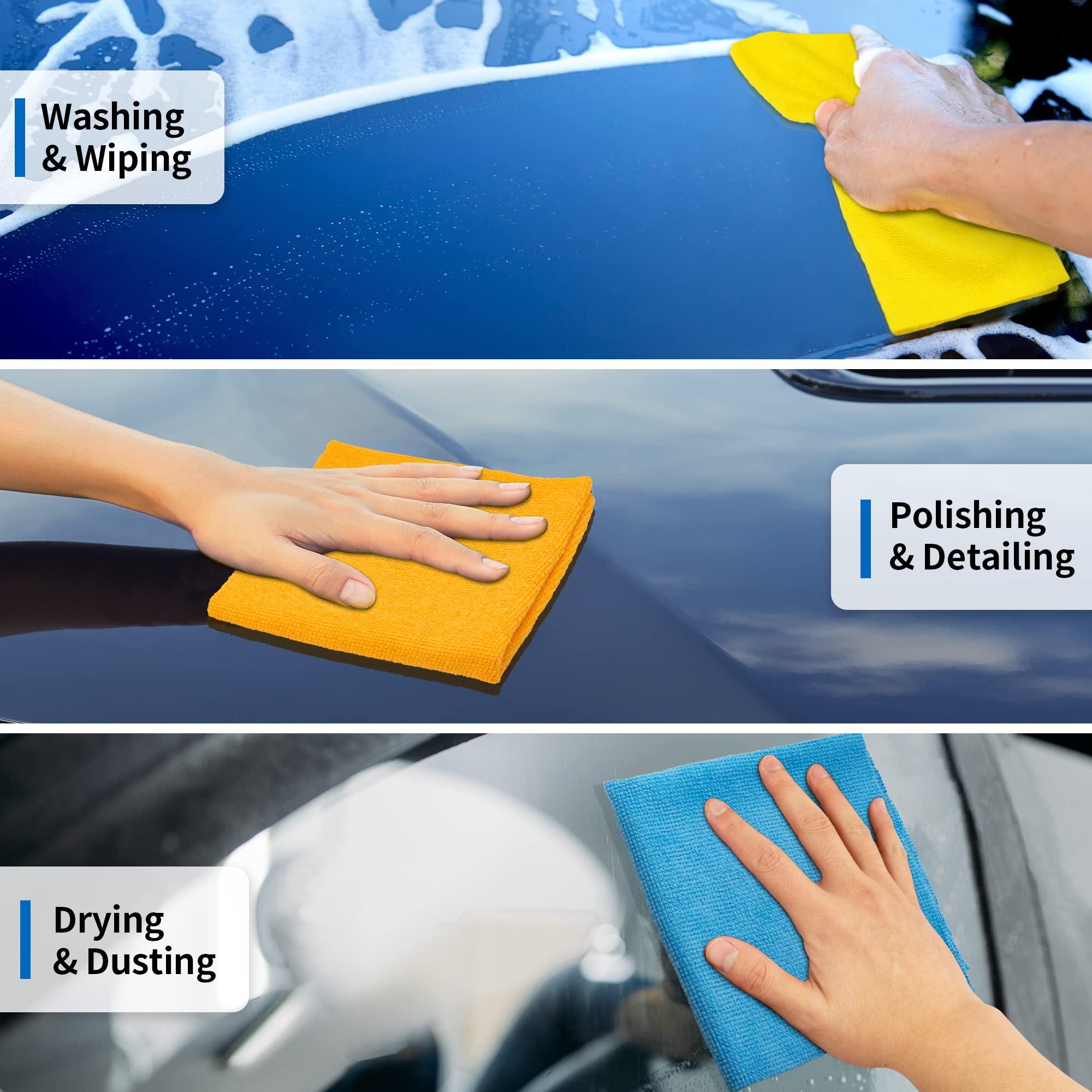 HOMERHYME Microfiber Cleaning Cloth, 100 Pack Cleaning Rags Microfiber Towel Bulk Absorbent Lint-Free Wash Cloths, All-Purpose Towels for Cars, Shop, Automotive, Garage, Home and Kitchen 11.5"*11.5" - Image 4