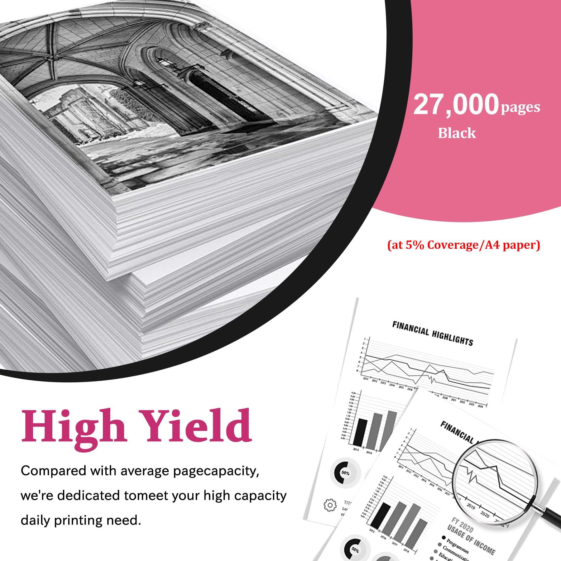 2 Pack 106R03942 Black Toner Cartridge High Yield 27,000 Pages Compatible Xerox B600 B605 106R03942 Replacement for Xerox VersaLink B600 B610 B605 B615 Printer - Image 3