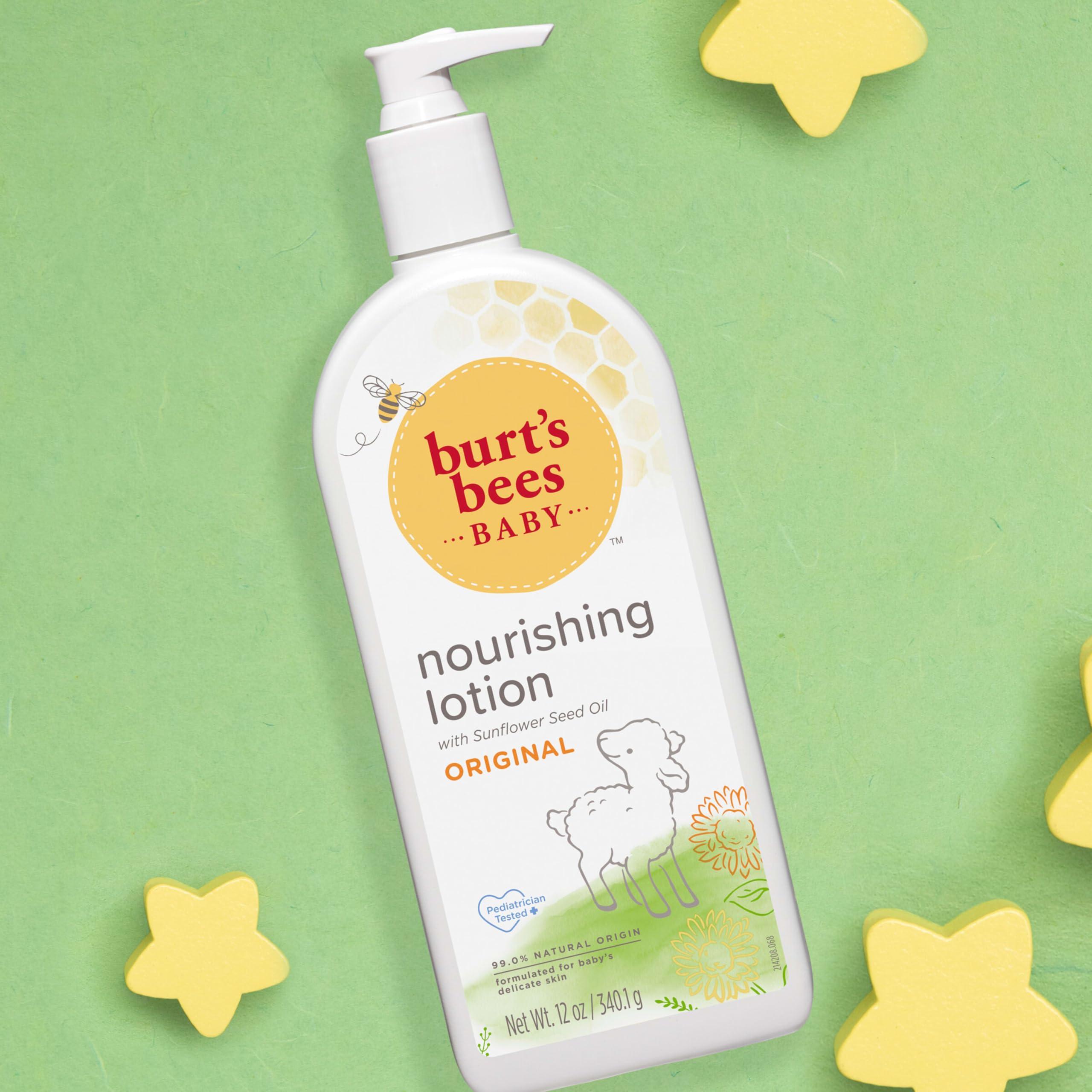Burt's Bees Baby Lotion for Sensitive Skin, Nourishing and Hypoallergenic Lotion with Shea Butter, Original Scent, 99% Natural Origin, 12 Oz - Image 7