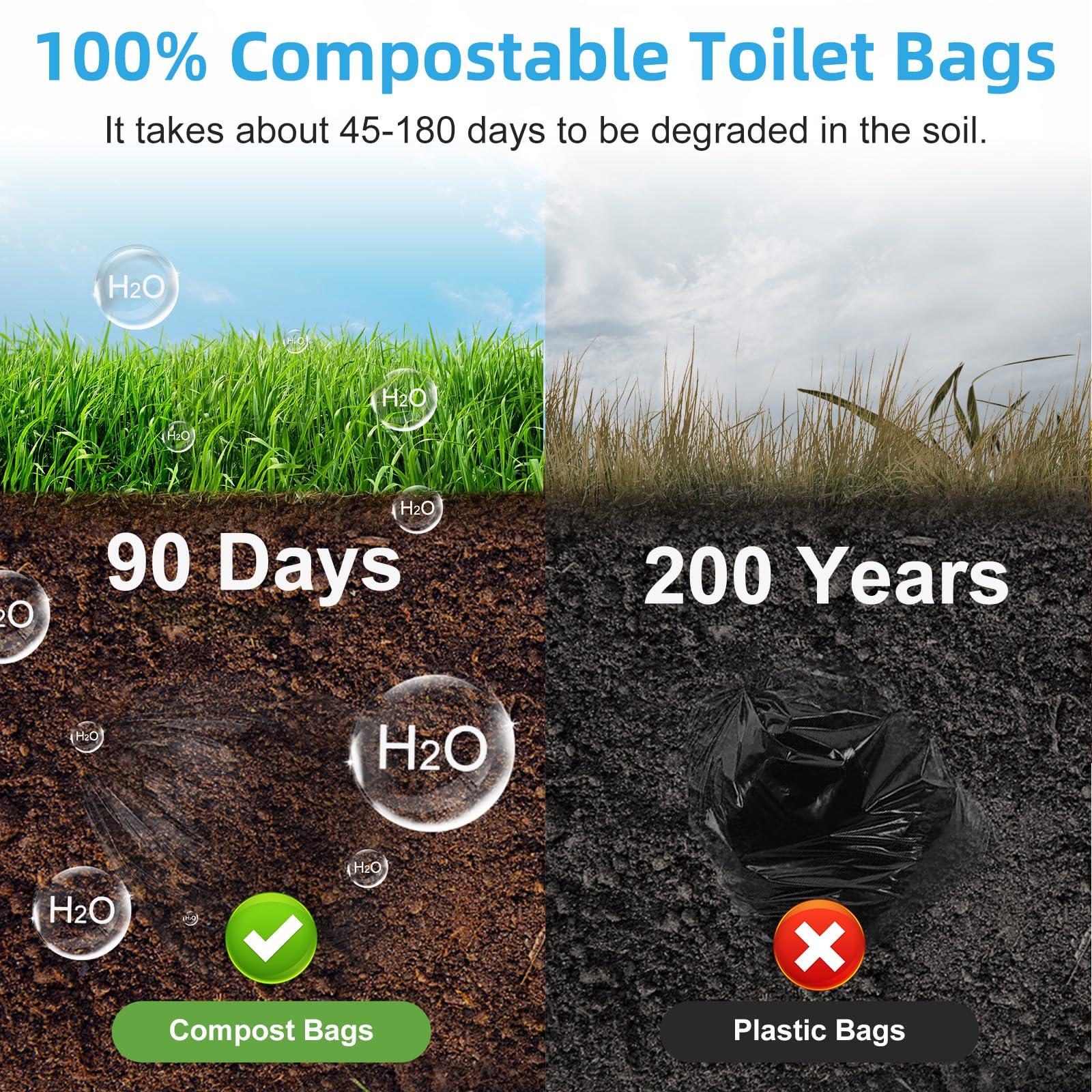 100 Portable Toilet Bags, Drawstring Biodegradable Camping Potty Bags 8 Gallon Waste Bags for 5-8 Gallon Bucket Toilet Adults Outdoor Camping Car - Image 4