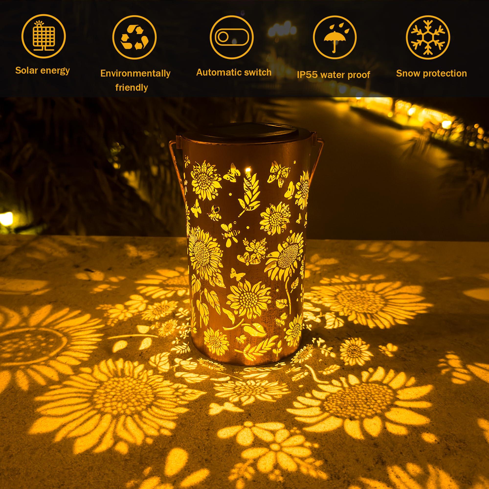ANYTALK Birthday Gifts for Women Mom Grandma, Sunflower Solar Lanterns Outdoor Waterproof, Hanging Solar Lights for Yard, Patio, Porch, Garden Decor - Image 3