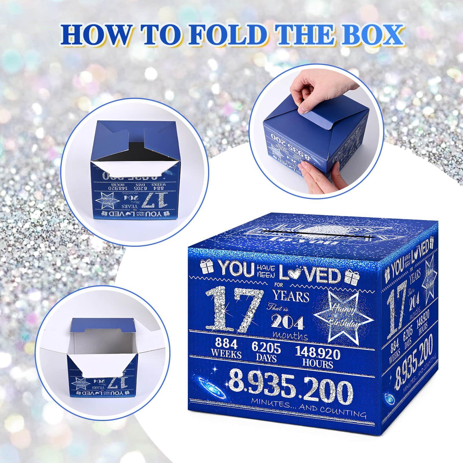 TOYEISHI 17 Happy Birthday Money Box for Cash Gift, 17th Birthday Decorations for Boys and Girls, Gifts for 17 Year Old Boy, Boy Gift Ideas, Cool Things for Teen -Blue with 100PCS Bags - Image 6