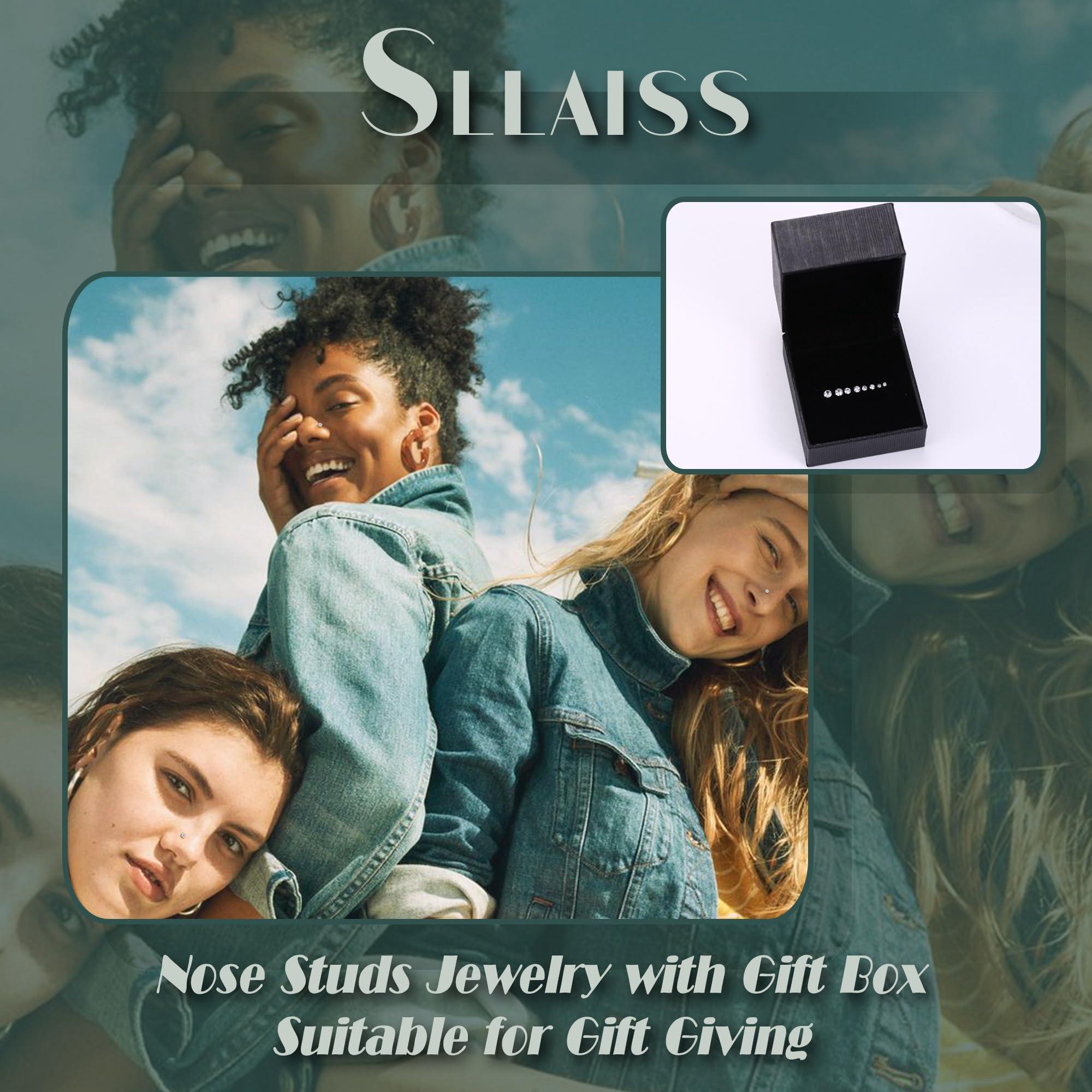 Sllaiss 8 Pcs 20G Nose Ring Studs Made with Austrian Crystal for Women Stainless Steel 1.5mm 2mm 2.5mm 3mm Nose Piercings Set Body Jewelry Hypoallergenic - Image 6