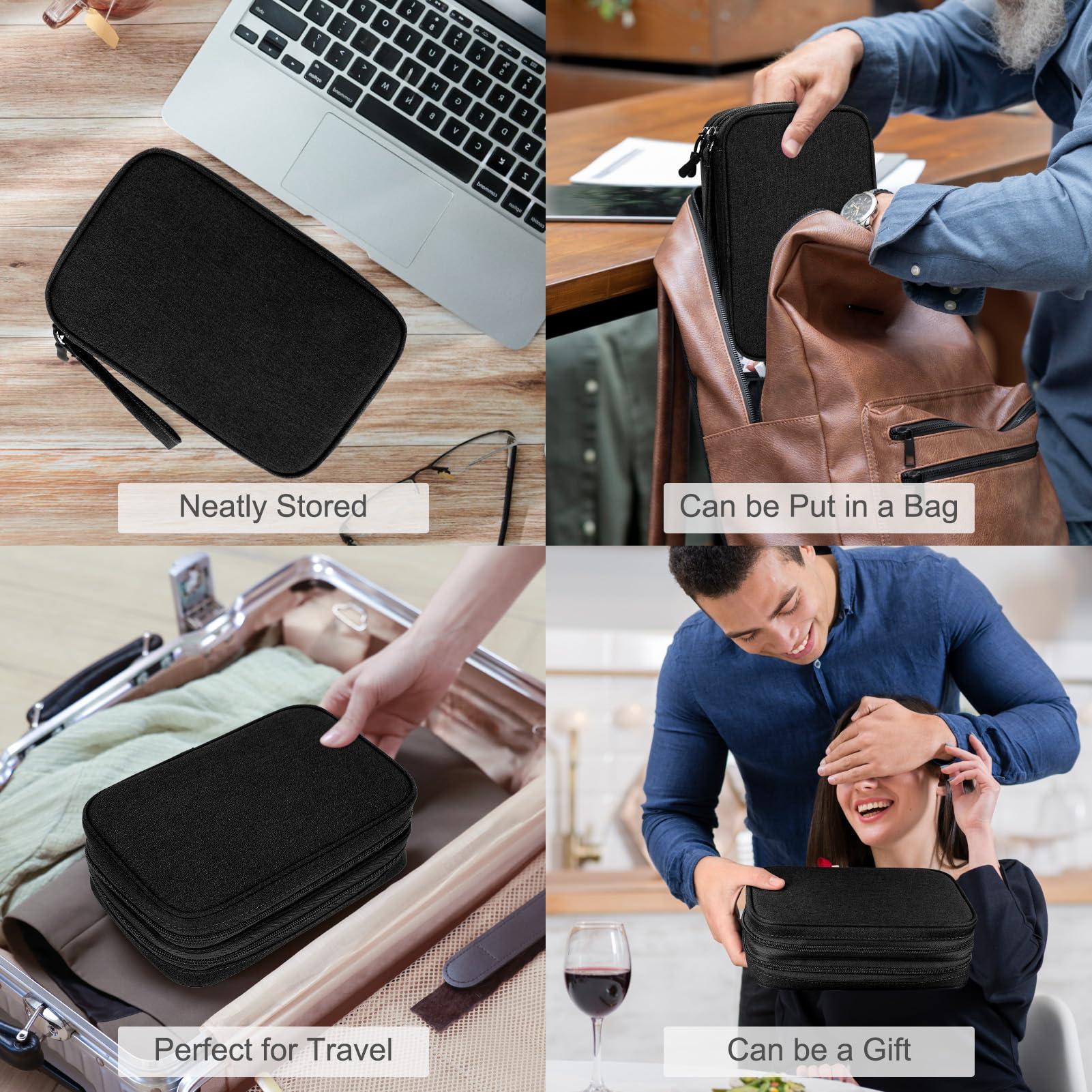 FYY Electronic Organizer, Large Travel Cable Organizer Bag Pouch Electronic Accessories Carry Case Portable Waterproof Double Layers All-in-One Storage Bag for Cable, Cord, Charger, Phone, Black - Image 7