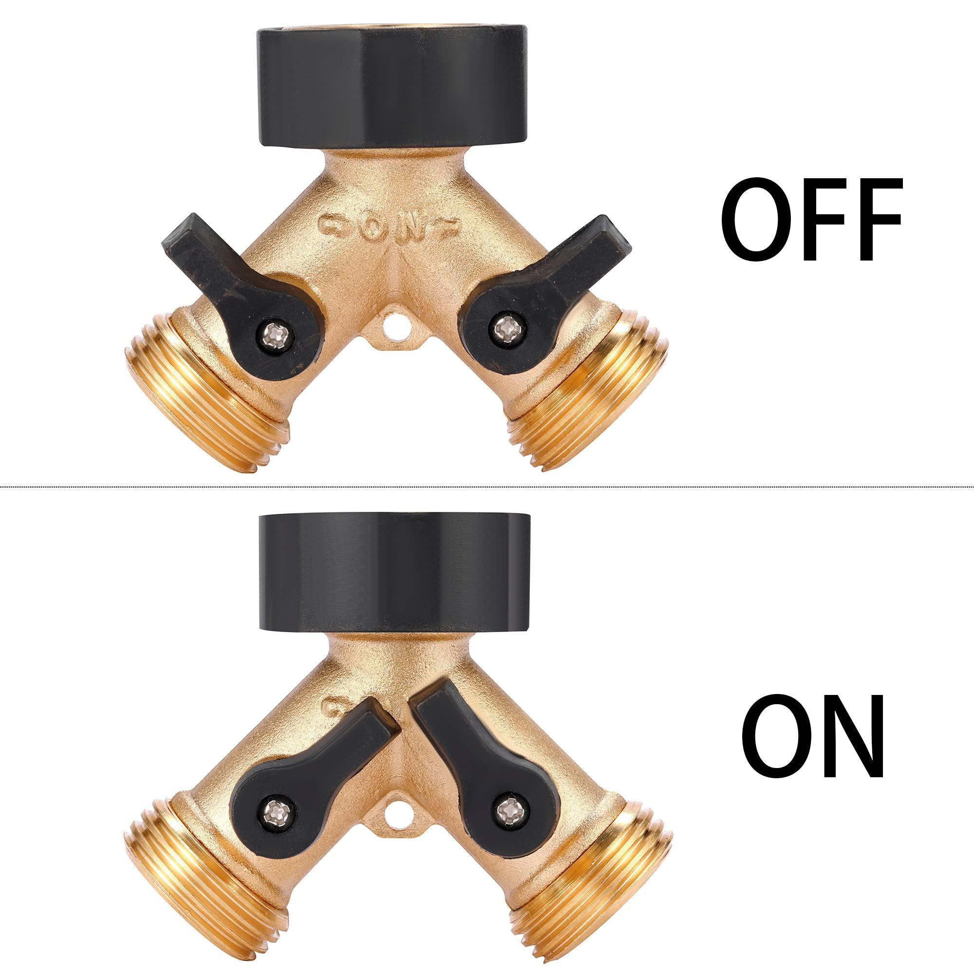 Sanpaint Garden Hose Splitter 2 Way Heavy Duty, Y Connector Brass Garden Hose Adapter, Hose Bib Splitter with 2 Extra Rubber Washers - Image 3