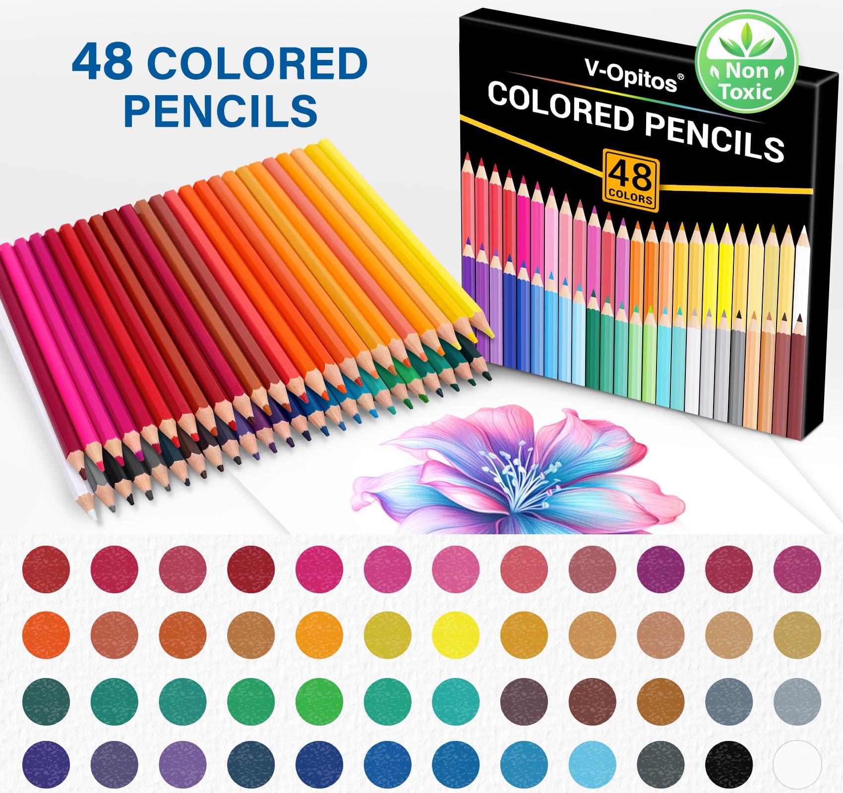 V-Opitos 48 Pack Colored Pencils Set, Pre-sharpened Coloring Pencils for Kids Beginners, Colored Pencils for Adult Coloring Books, Ideal Art Supplies for Sketching, Coloring & Painting - Image 3