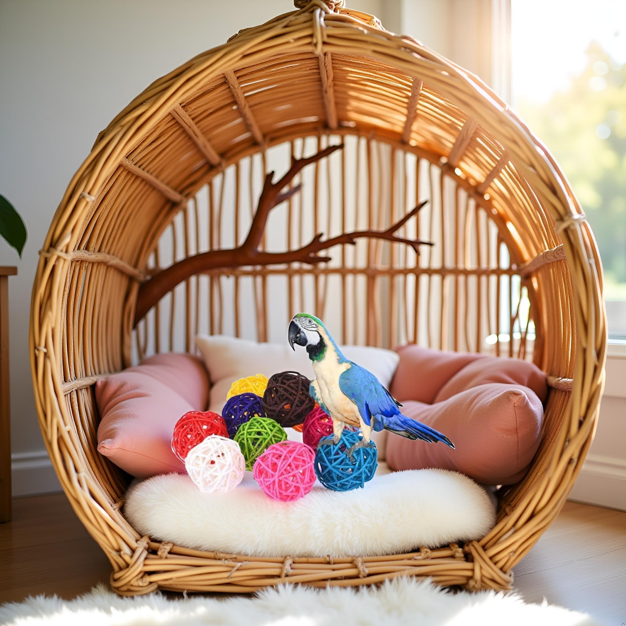 10PCS Multicolor Rattan Balls,Multifunction Wicker Ball,Crafts DIY Accessories Vase Fillers Ornaments,Birds Quaker Parrot Parakeet Chewing Pet Bite Ball for Budgies Hamsters Ball Orbs,Pet Supplies - Image 6