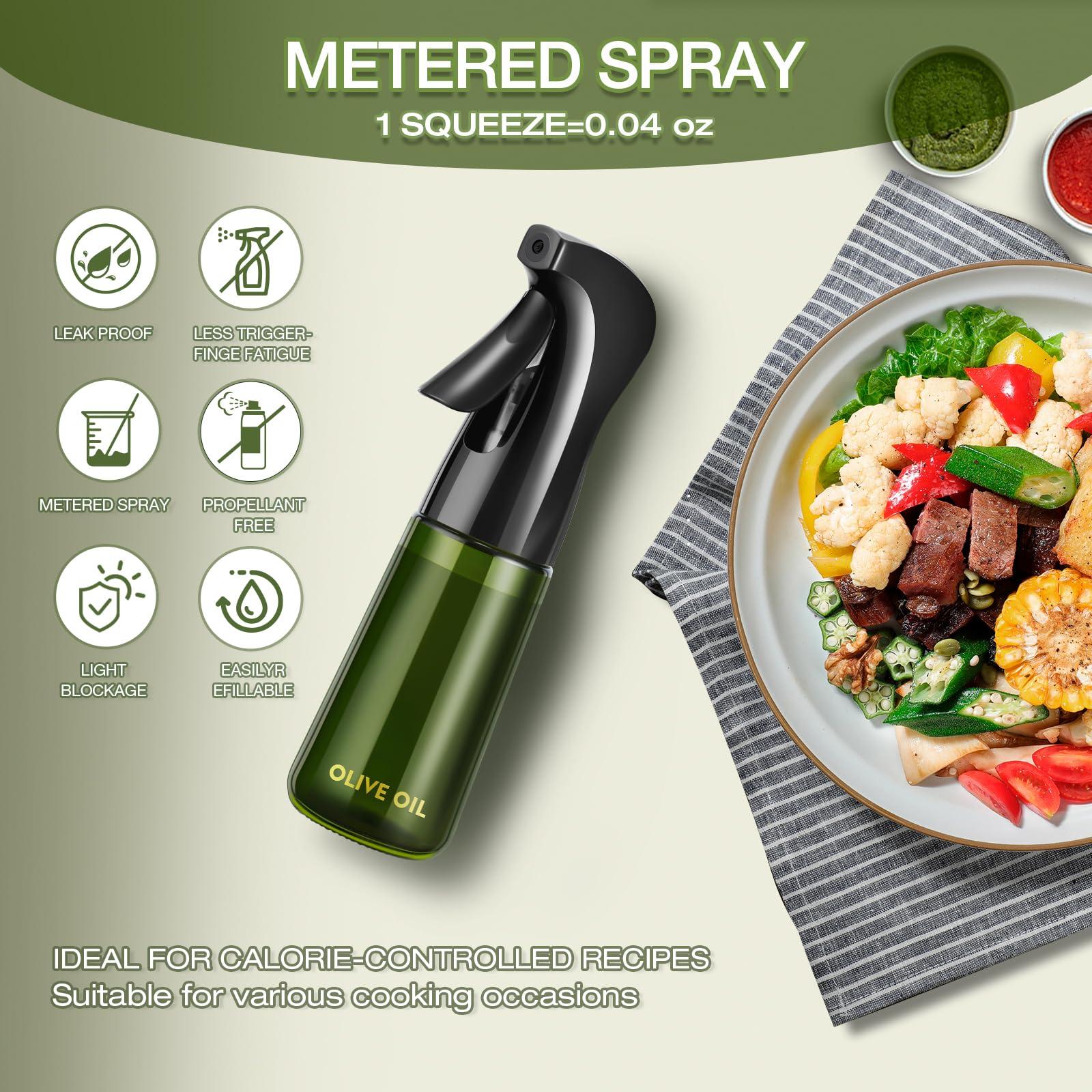 hoforife 7oz Glass Olive Oil Sprayer Bottle for Cooking, Oil Mister Spray Dispenser Bottle with Portion Control for Kitchen (Green, Light Blockage) - Image 6