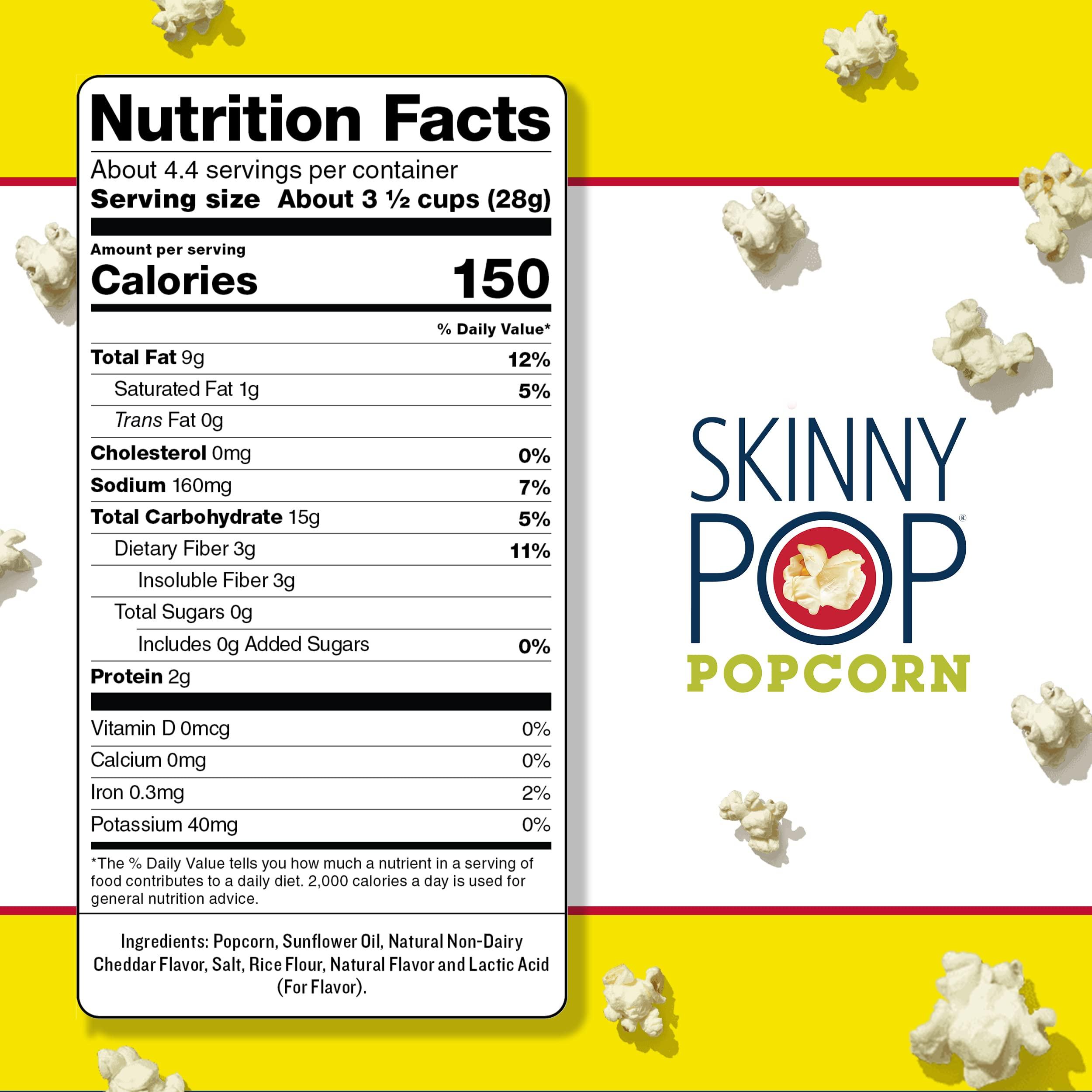 SkinnyPop White Cheddar Popcorn, 4.4oz Grocery Sized Bag, Skinny Pop, Healthy Popcorn Snacks, Gluten Free (Pack of 4) - Image 3