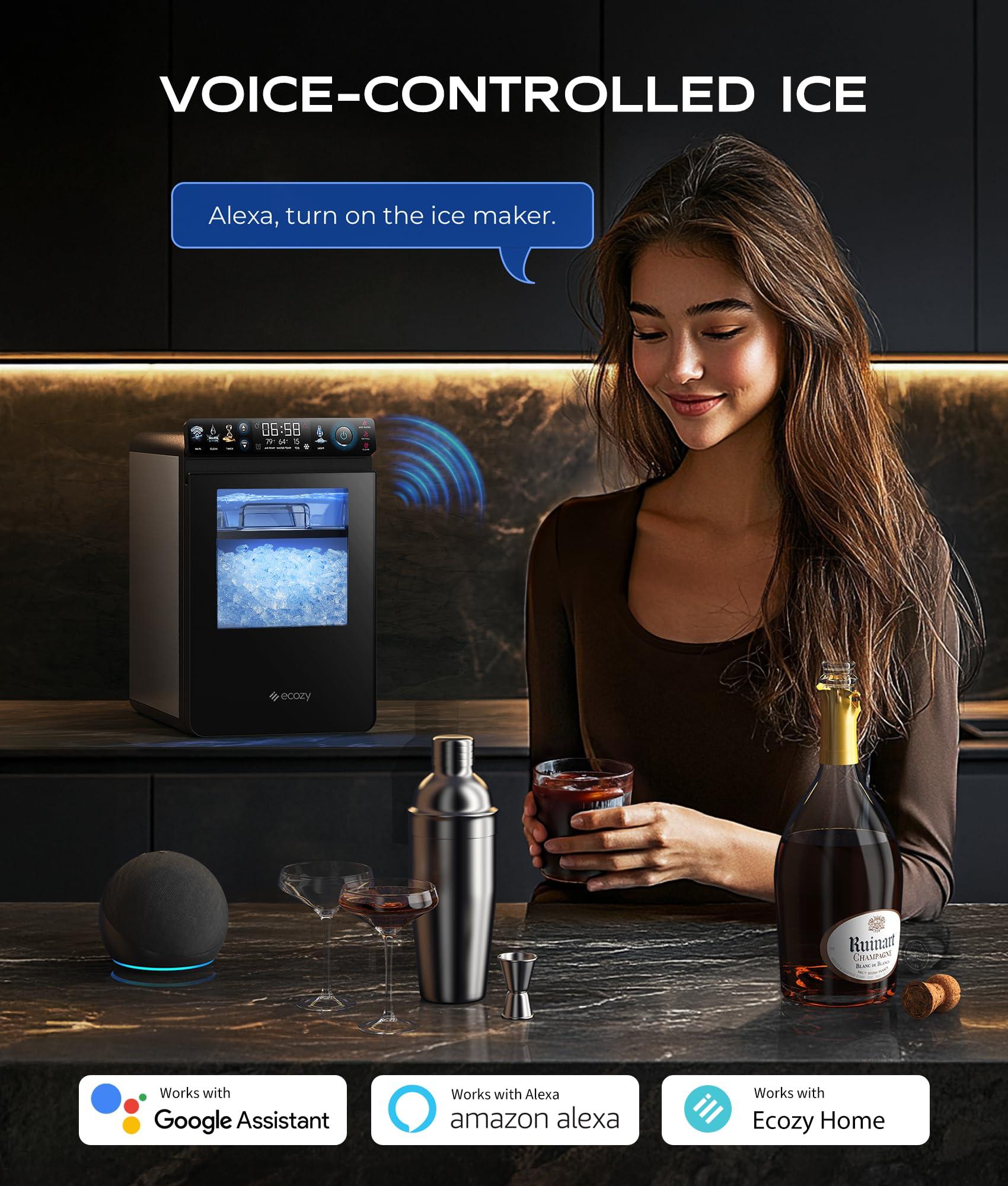 ecozy Nugget Ice Maker Countertop, Smart Pebble Ice Machine with APP Control, 44 lbs/24H Soft Pellet Chewable Ice with Self-Cleaning, Stainless Steel - Image 7