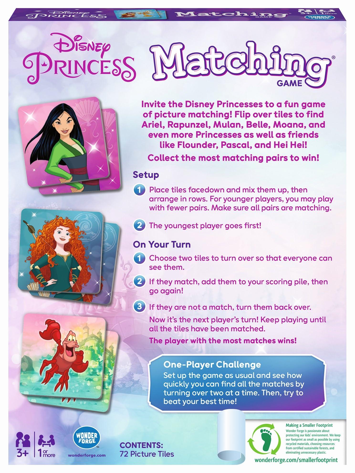 Wonder Forge Disney Princess Matching Game – Fun Memory Game for Kids Ages 3 and Up – Toddler Learning Toy Featuring Belle, Ariel, and Elsa and more Disney Princesses - Packaging May Vary - Image 3
