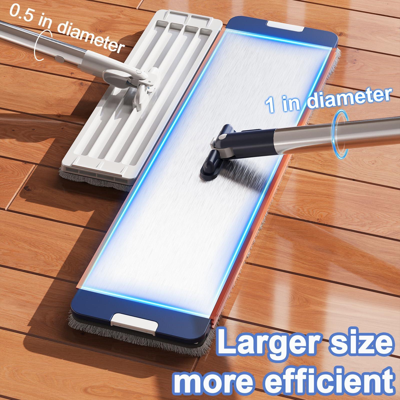 Mop and Bucket with Wringer Set for Home, Sturdy Aluminium Mops for Floor Cleaning, Large Flat Mopping Bucket System, Wall Cleaner with 4 Microfiber Pads - Image 3