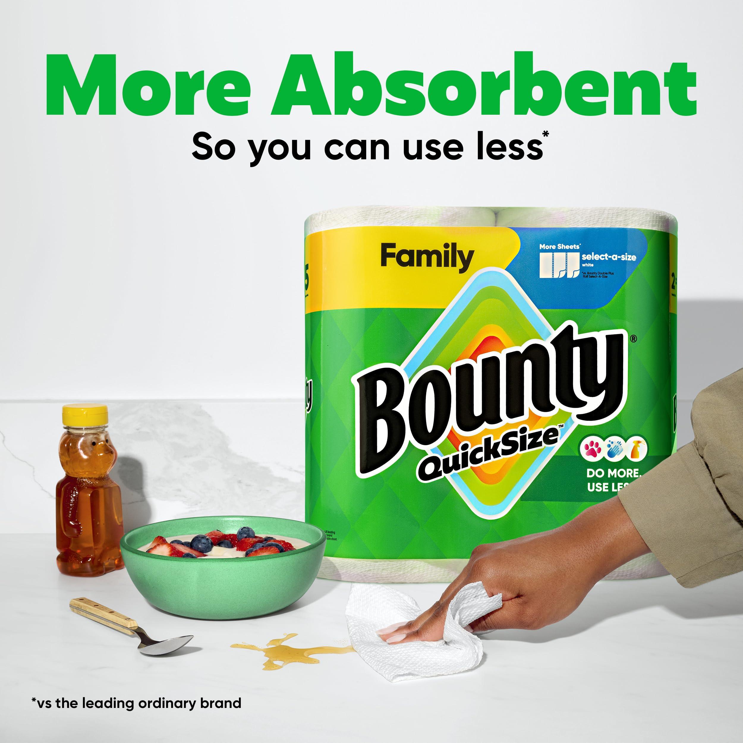 Bounty Quick Size Paper Towels, White, 8 Family Rolls = 20 Regular Rolls (Packaging May Vary) - Image 5