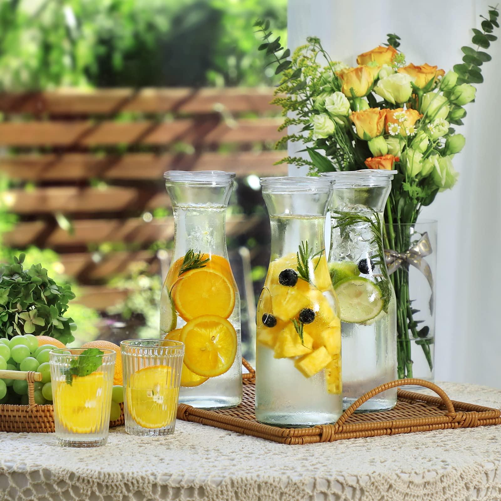 NETANY Set of 4 Glass Carafe with Lid, 1 Liter Beverage Serveware Carafe, Clear Glass Pitcher for Mimosa Bar, Brunch, Cold Water, Juice, Milk, Iced Tea, Lemonade - Image 7