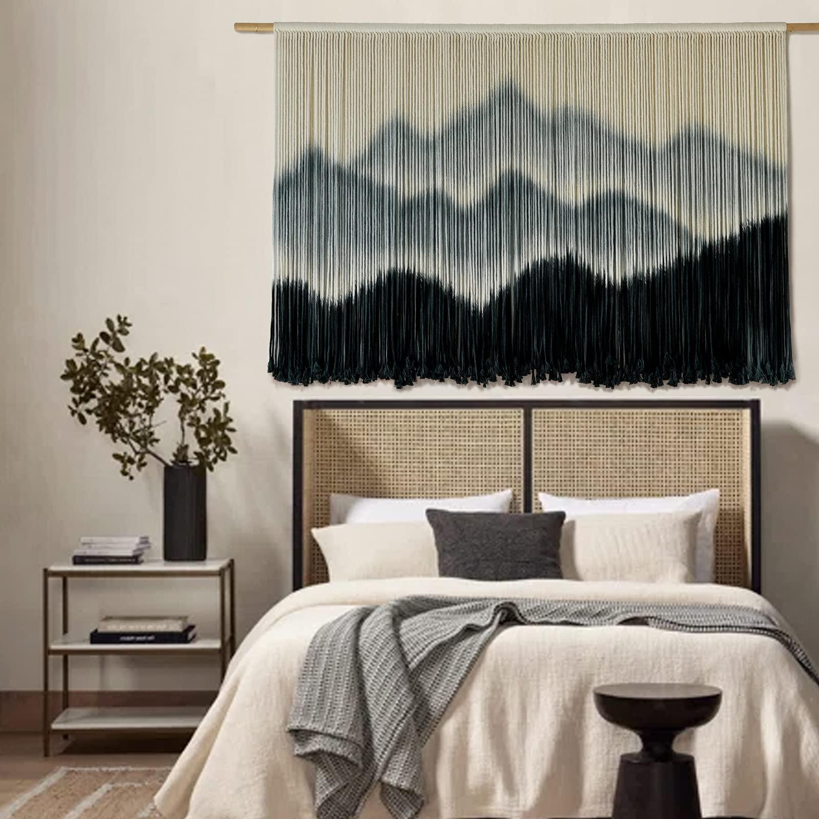 IOWER Macrame Wall Hanging Mountain Dip-Dyed Macrame Wall Decor Large Modern Fiber Art Boho Wall Decor 57" Wx35 L - Image 2