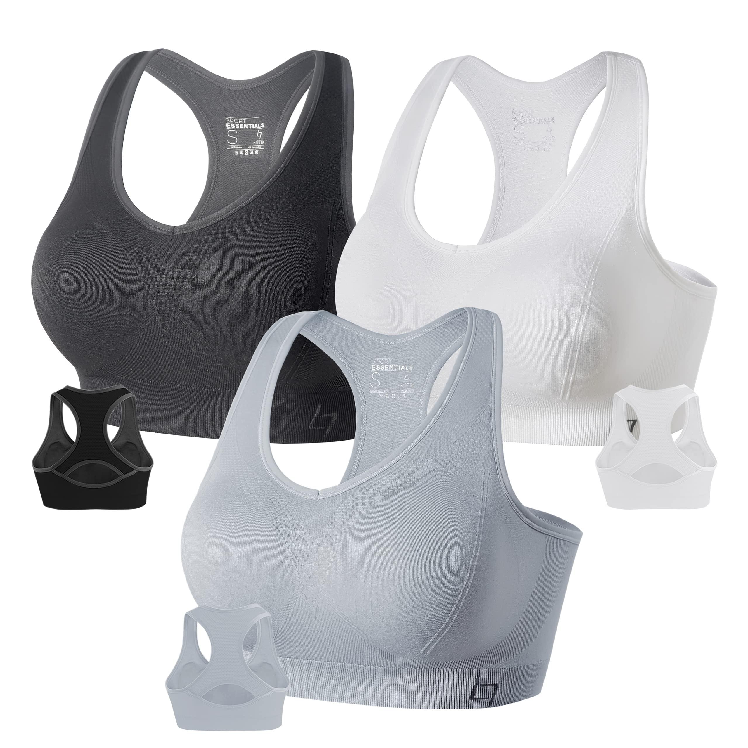 FITTIN Racerback Sports Bras for Women - Padded Seamless Support Bra for Yoga Gym Workout Fitness