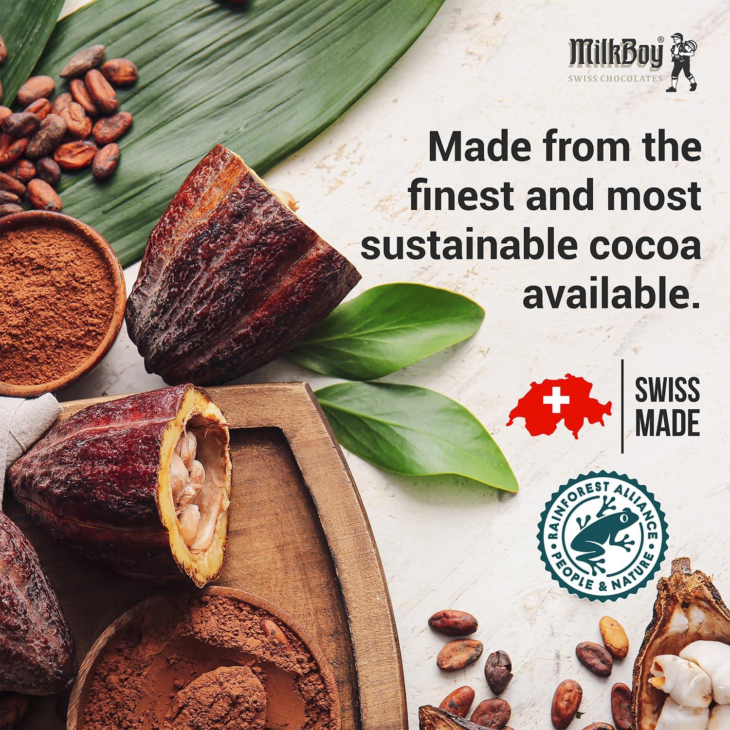 Milkboy Swiss Chocolate Bars - Premium Swiss Alpine Milk Chocolate - Smooth European Milk Chocolates Gift - Sustainably Farmed Cocoa - Gluten Free - 3 oz, Pack 2 - Image 5