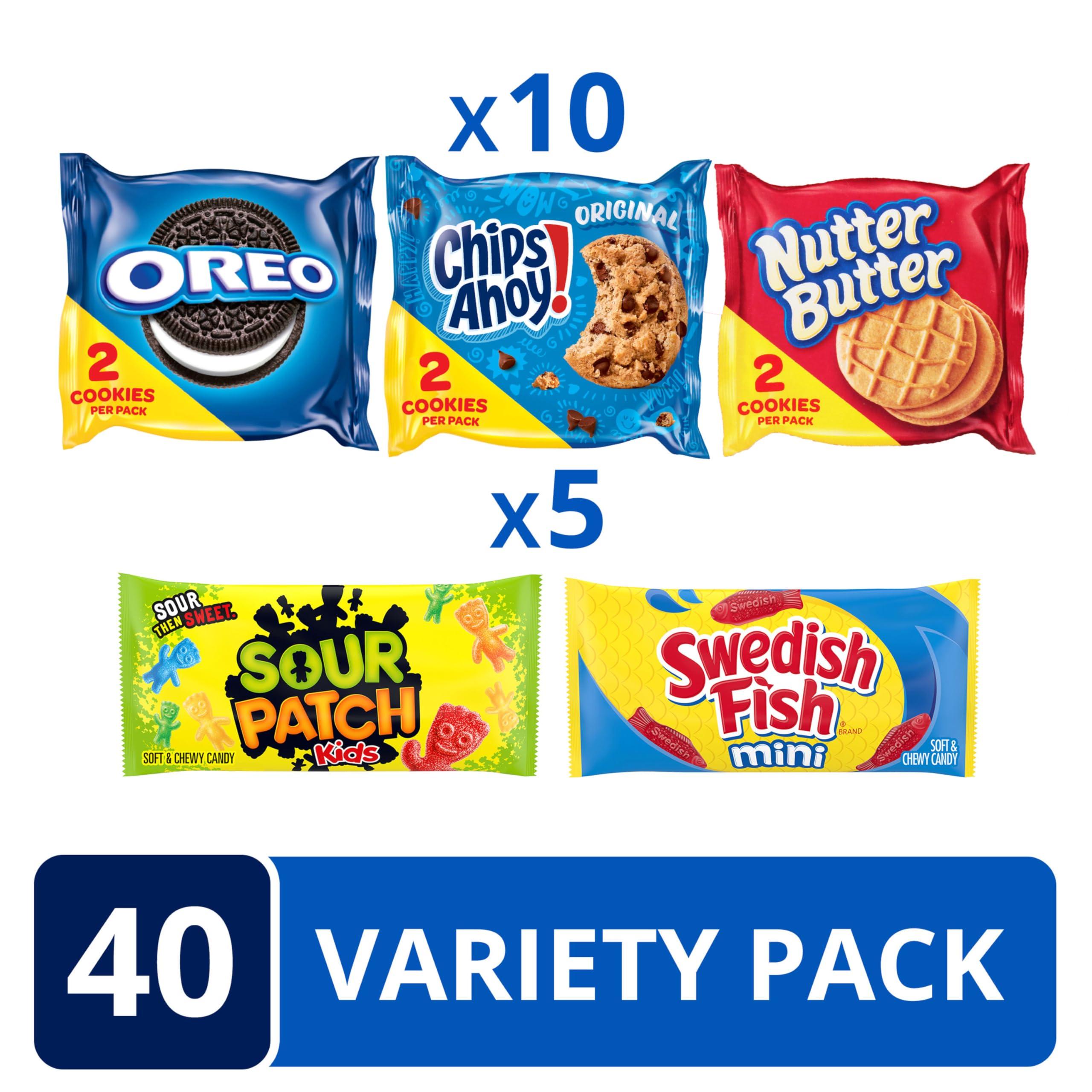 OREO, CHIPS AHOY!, Nutter Butter, SOUR PATCH KIDS & SWEDISH FISH Cookies & Candy Variety Pack, 40 Snack Packs - Image 3