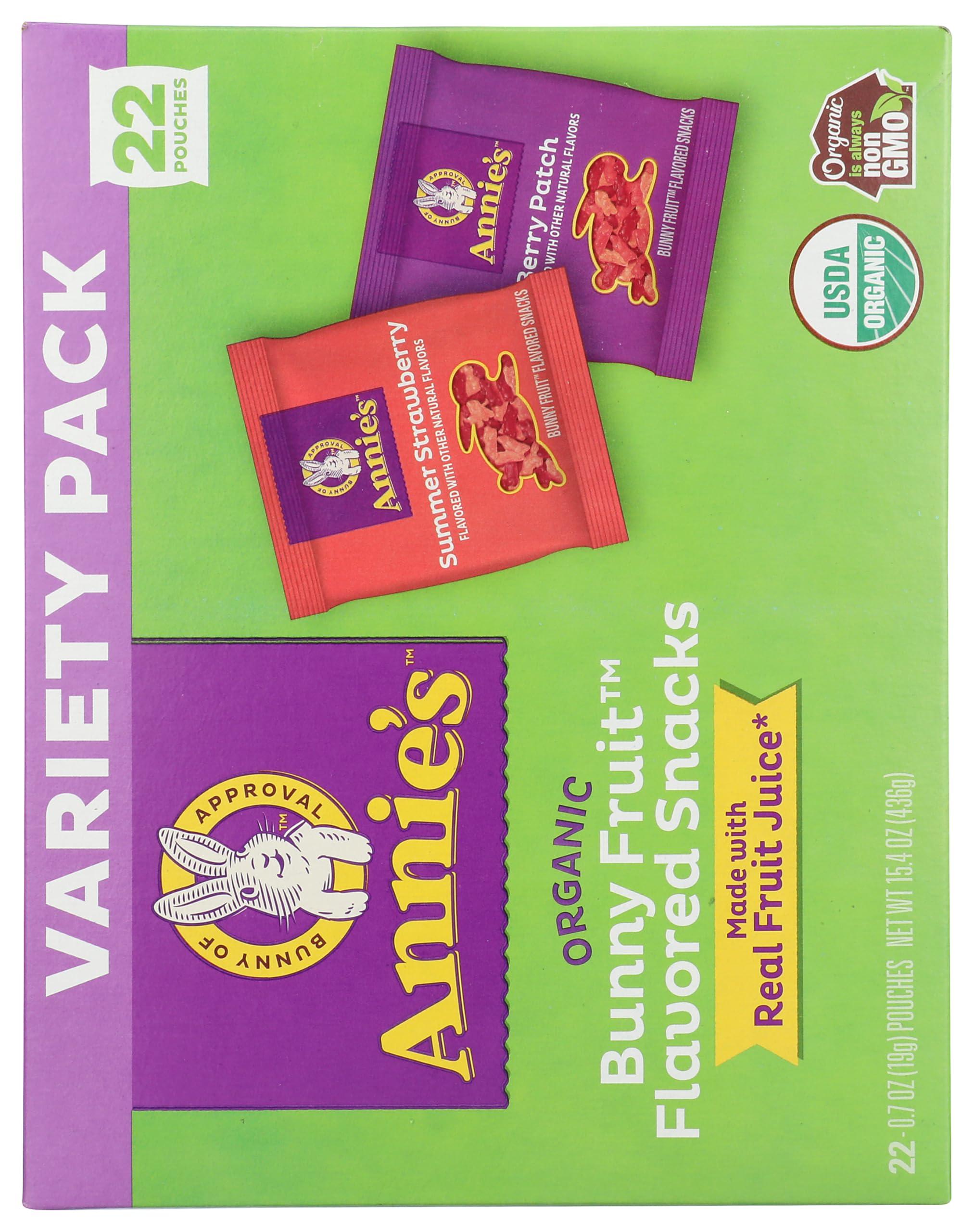 Annie's Organic Bunny Fruit Snacks, Variety Pack, Gluten Free Snack, 22 ct, 15.4 oz - Image 2