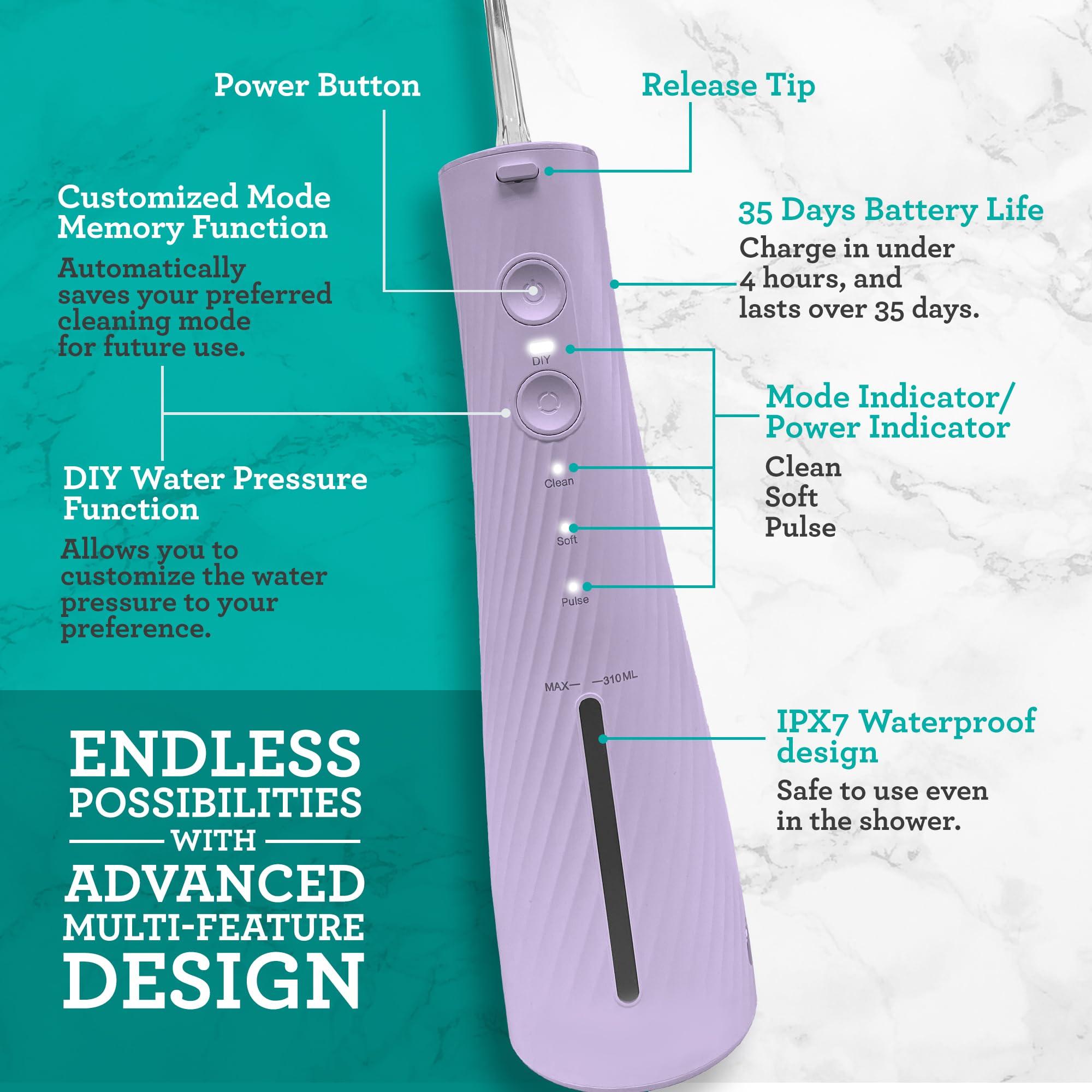 GuruNanda Lion & Lamb Kit 2.0, Electric Toothbrush with Water Flosser Combo, 4 Jet Tips, 4 Brush Heads, & IPX7 Waterproof Design for Complete Oral Care, Lavender - Image 3