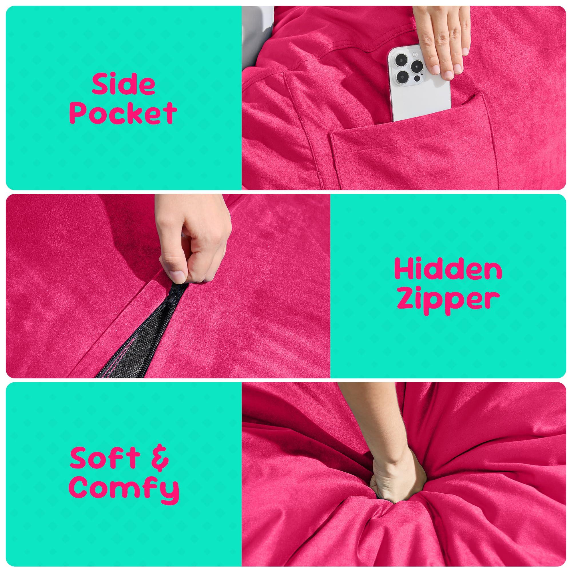Hobestluk Bean Bag Chairs 2.5FT Bean Bag Chair with Memory Foam Filled & Machine Washable Cover,Beanbag Chair, Small Bean Bag Chairs for Playroom, Living Room, Bedroom  - Image 7