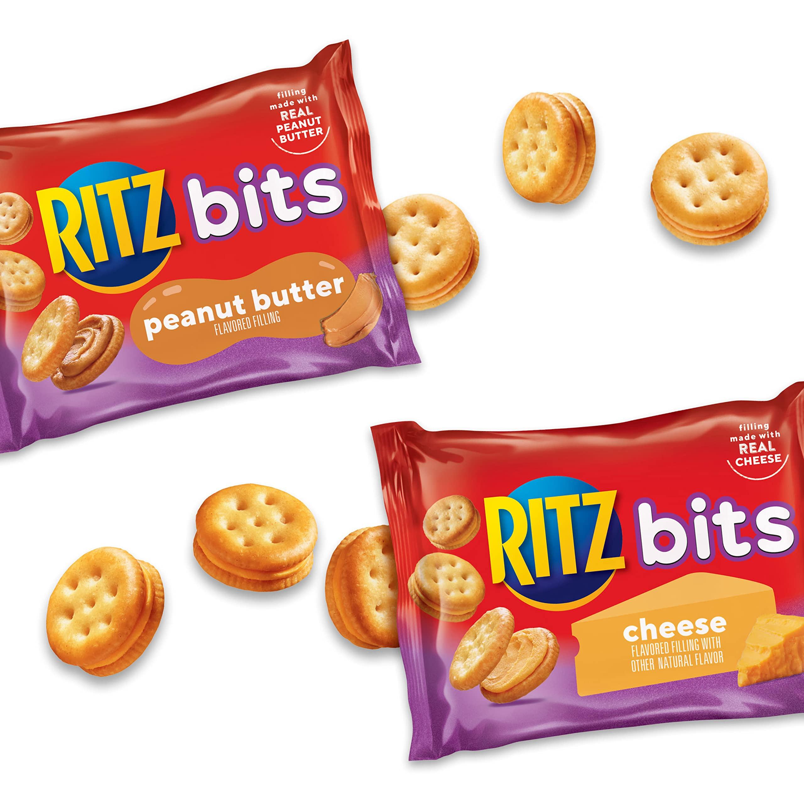 RITZ Bits Cheese and RITZ Bits Peanut Butter Sandwich Crackers Variety Pack, Lunch Snacks, 20 Snack Packs - Image 5
