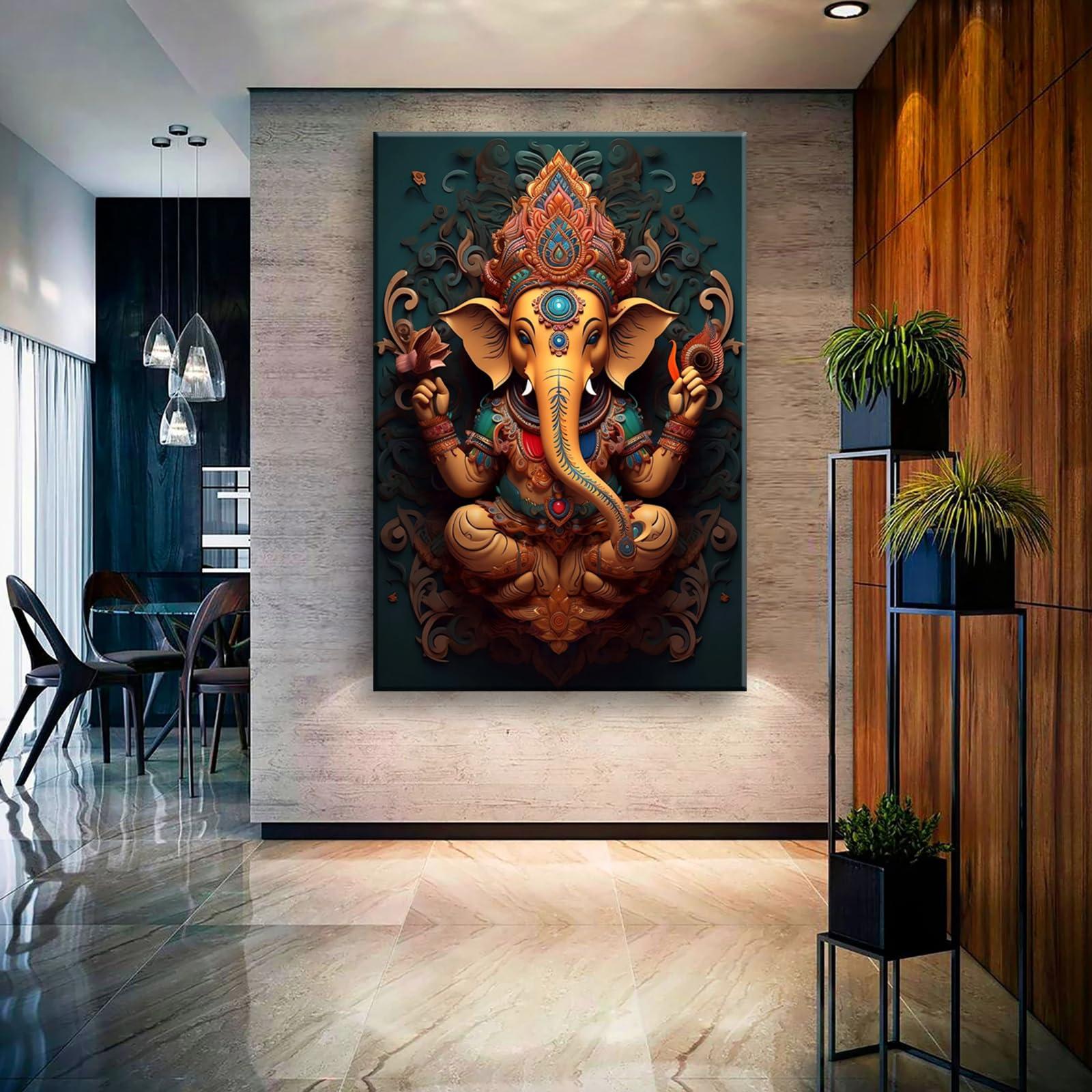 Ganesh Wall Art, Hindu Wall Decor, Panoramic Wall Decor, Ganesh Wall Decor for Living Room Poster Ready to Hang (Unframed,24×36 inch) - Image 2