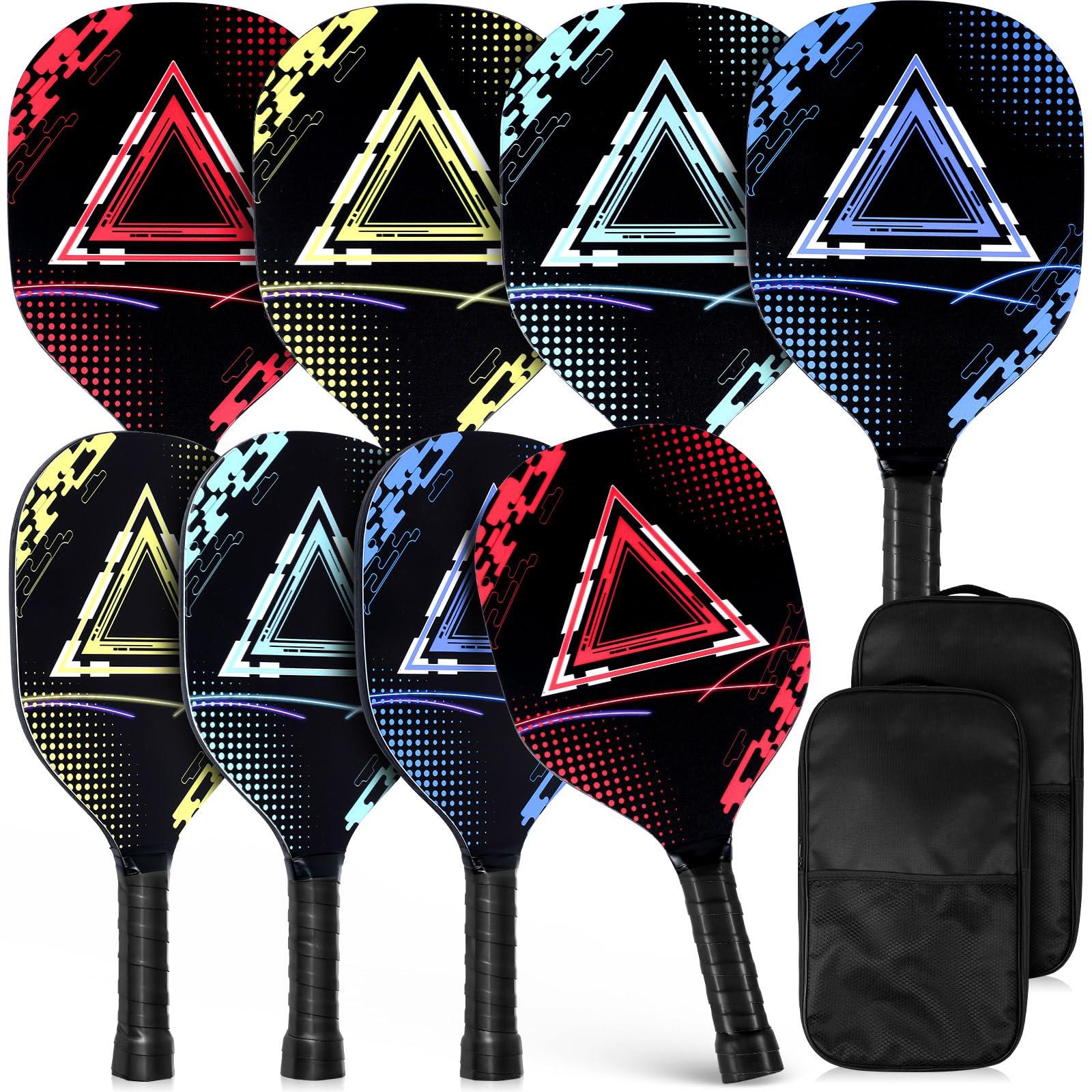WinnerWhy 8 Pcs Paddles Set Compatible with Pickleball Wood Rackets Compatible with Pickleball 2 Carry Bags Lightweight Racquet with Ergonomic Grip for Players of All Levels Men Women