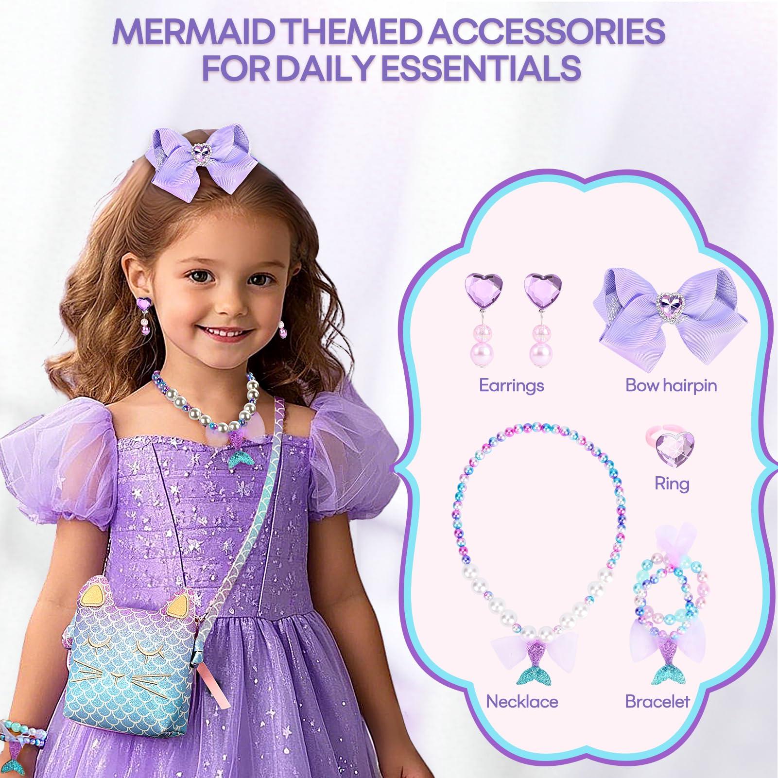 mibasies Purse for Little Girls Dress Up Jewelry Pretend Play Kids Accessories Mermaid Gifts - Image 6