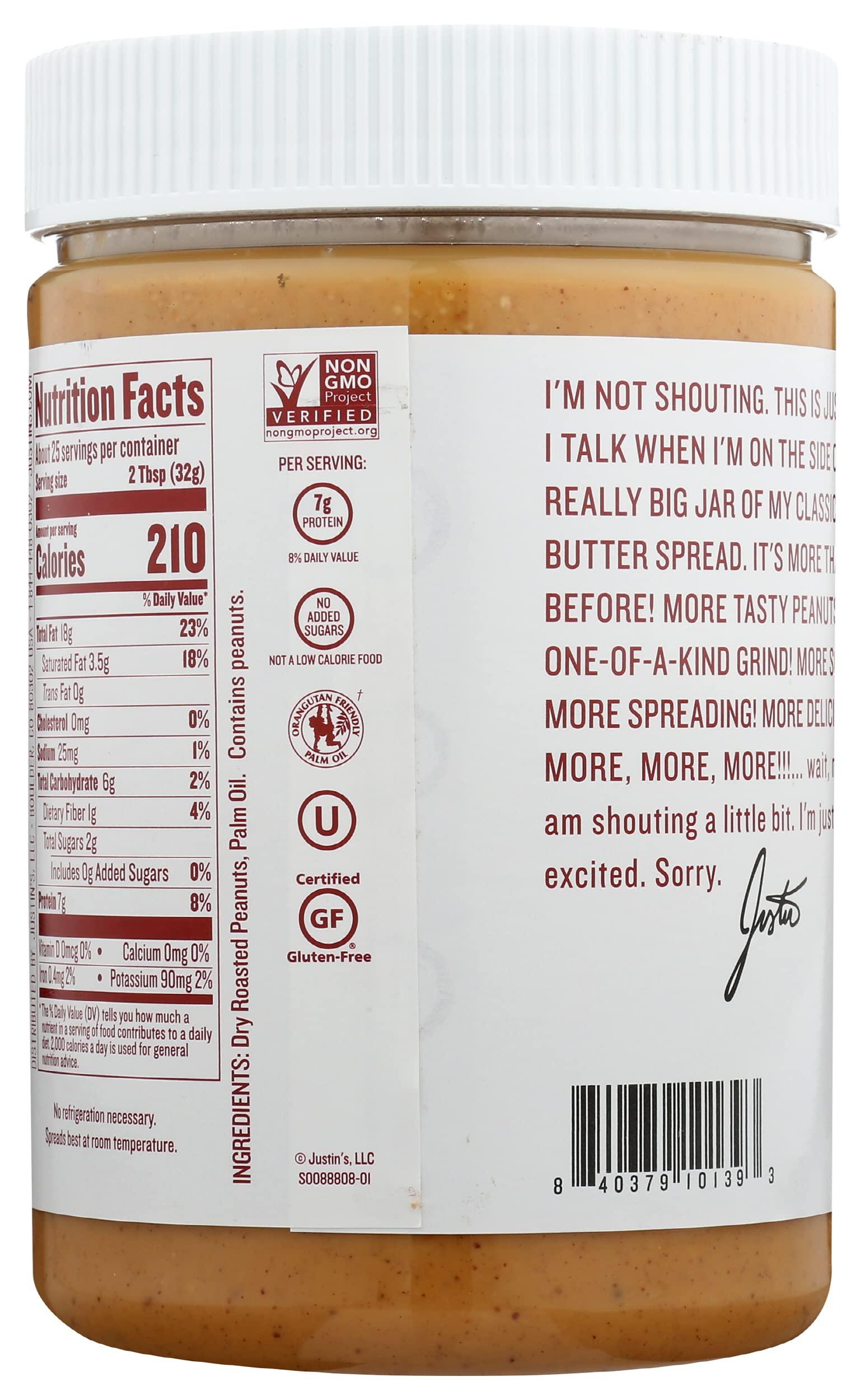 Justin's NUT Butter, PNUT BTR, Classic, Size 28 OZ - No Artificial Ingredients Gluten Free Kosher,1.75 Pound (Pack of 1) - Image 4