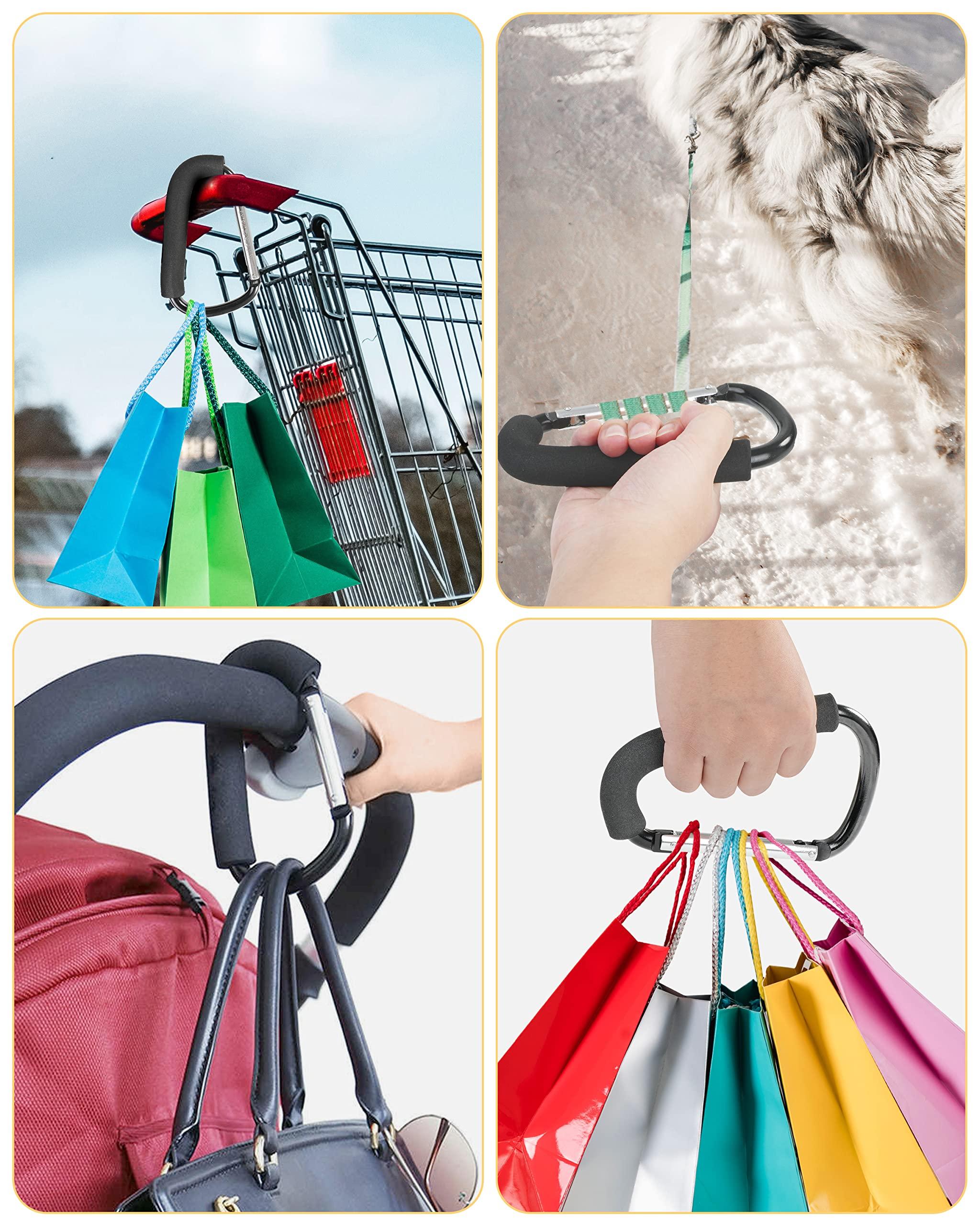 Stroller Hooks, 6.3" Large Stroller Clip, 2 Pack Stroller Hooks for Hanging Bags and Shopping, Stroller Accessories for Mommy, Large Carabiner - Image 5