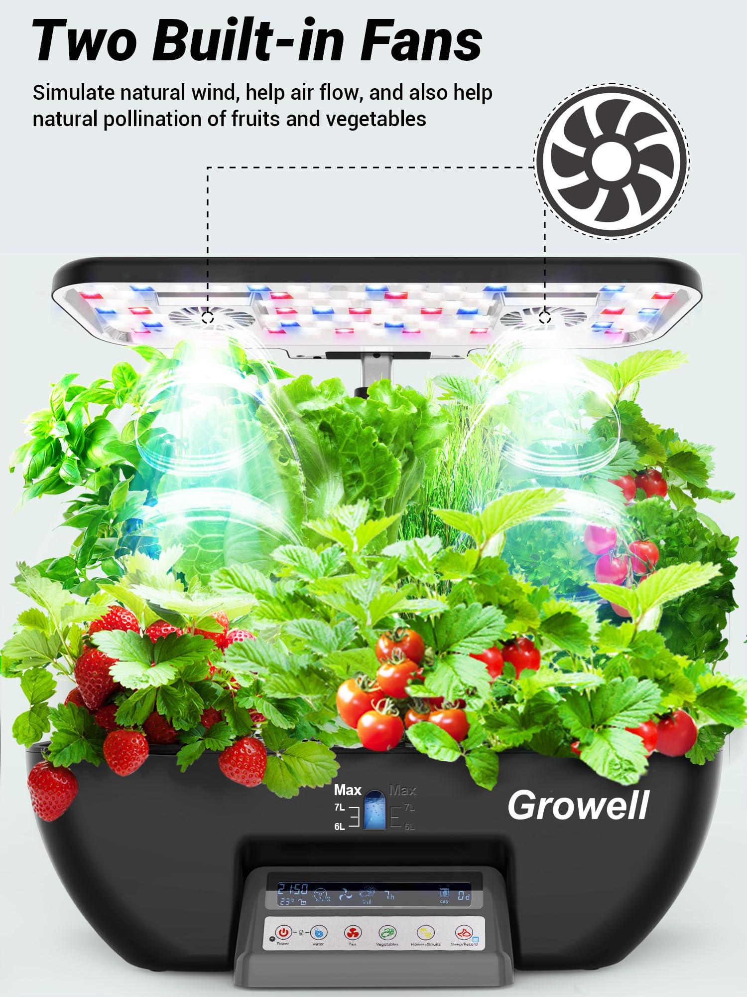 Hydroponics Growing System Kit, 17 Pods Herb Garden with 102 28W Full-Spectrum Grow Lights & 2 Fans, Indoor Garden with Water Pump, 10L Water Tank, Auto Timer, Height Adjustable (Black & Grey) - Image 5