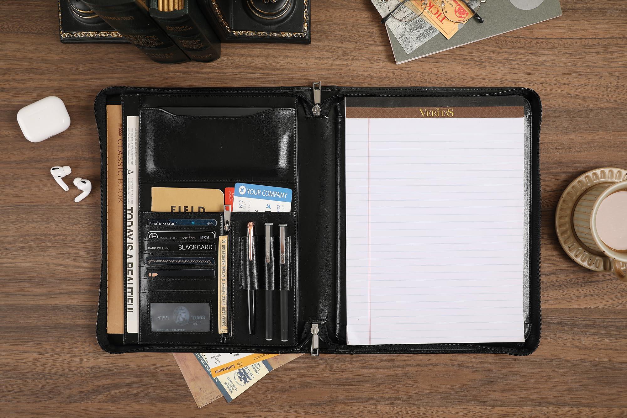 Personalized Vegan Leather Portfolio, Engraved Portfolio Binder Business Padfolio with Tablet Holder for A4 Letter Size Notepad & 13 Inch Laptop/Tablet - Image 2