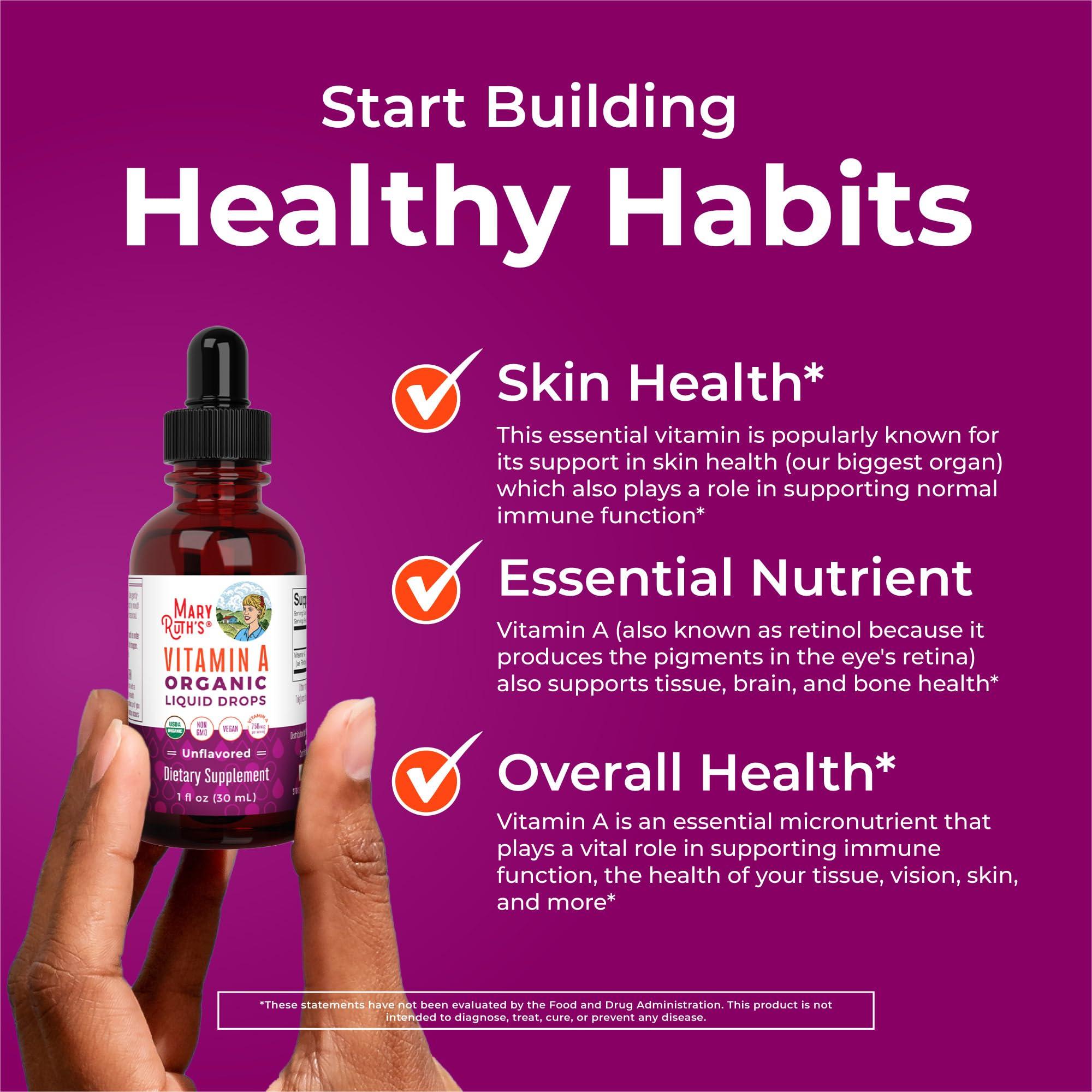 MaryRuth Organics USDA Organic Vitamin A Liquid Drops | 3 Month Supply | Immune Support, Eye Health, Skin Health for Ages 14+ | 750mcg per Serving | Sugar Free | Vegan | Non-GMO | Gluten Free | 1oz - Image 5