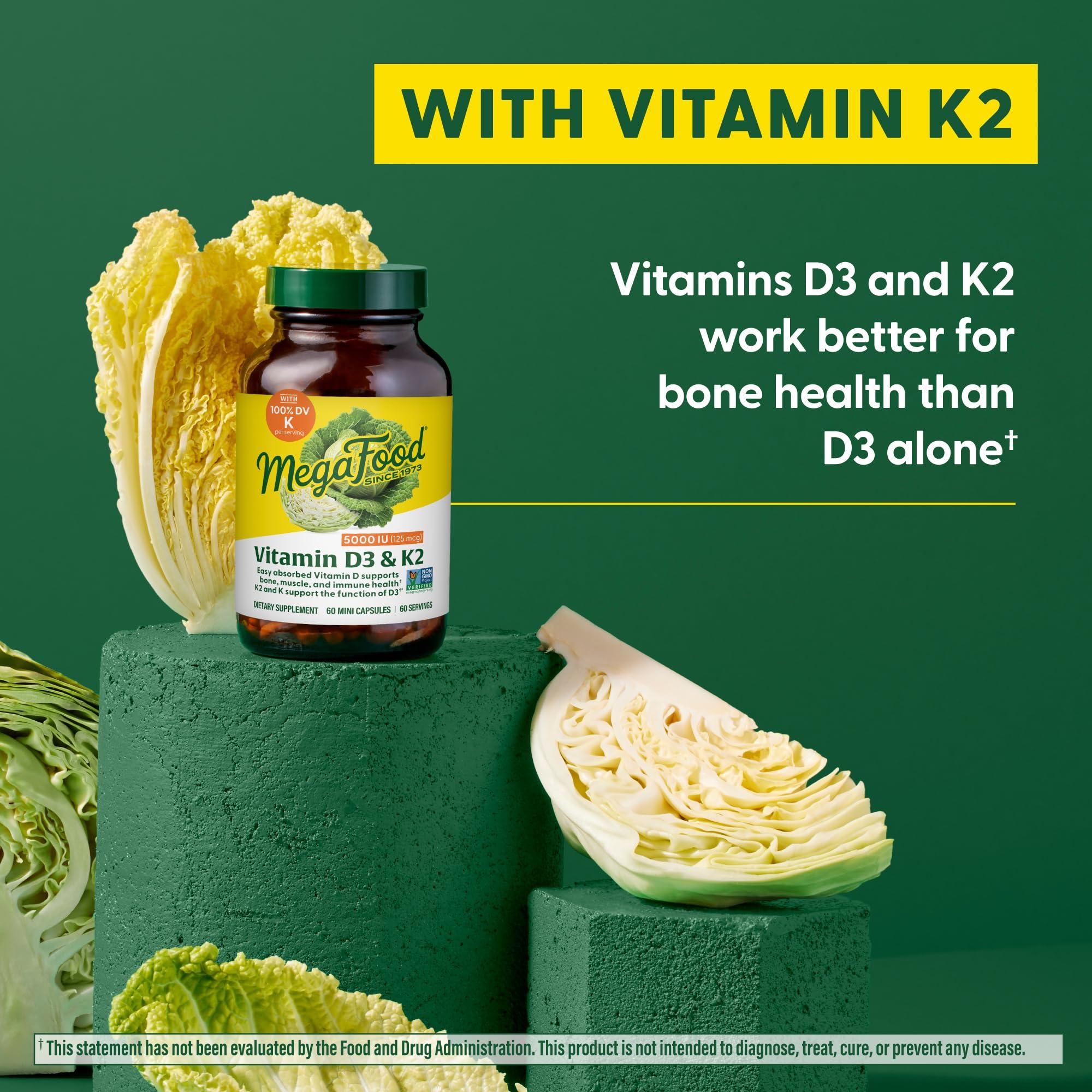 MegaFood Vitamin D3 5000 IU (125 mcg) - Vegetarian Supplements with Vitamin D3 K2 - Supports Bones, Teeth, Muscles & Immune Health - Certified Non-GMO - 120 Mini Capsules, 120 Servings - Image 5