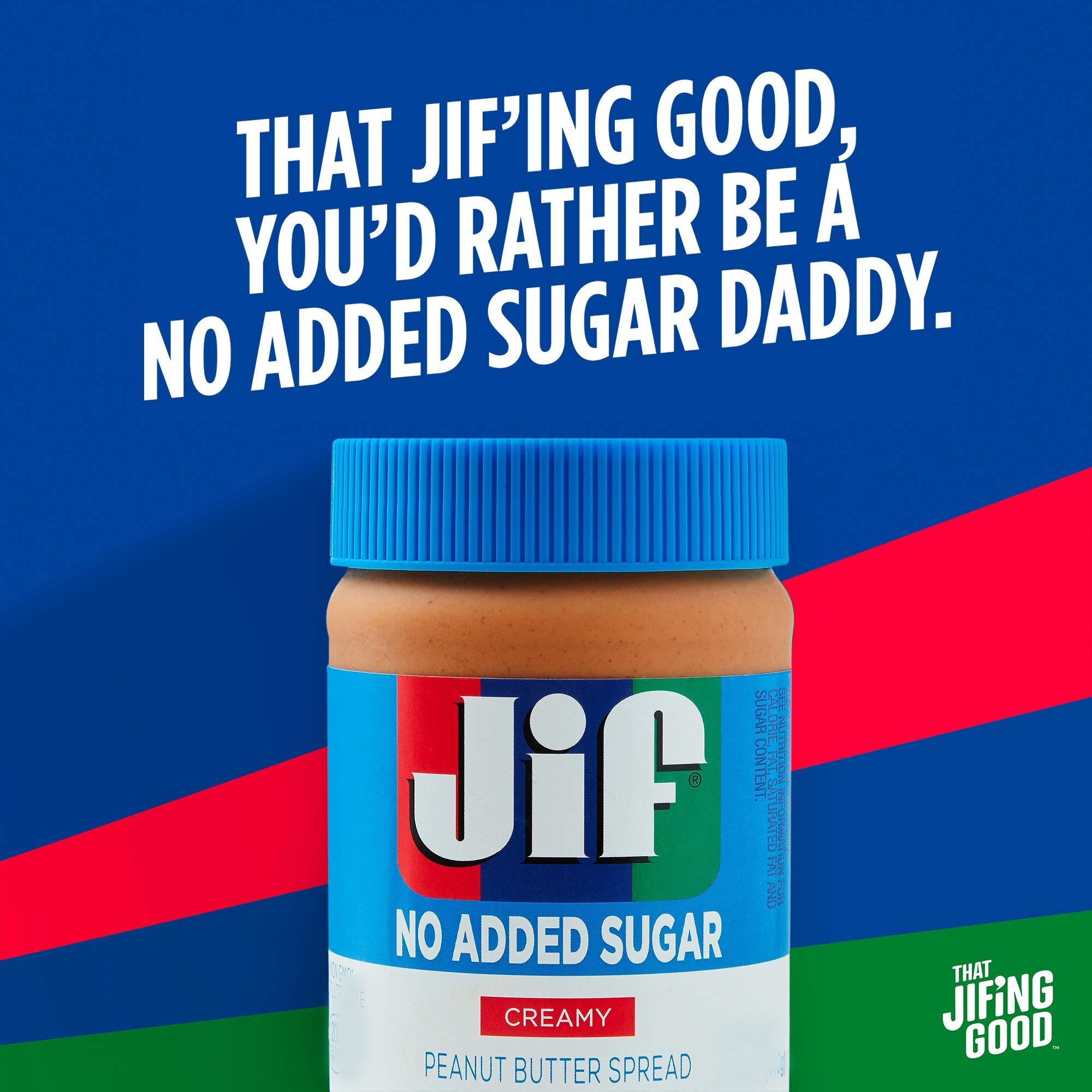 Jif No Added Sugar Creamy Peanut Butter Spread, 15.5 Ounces (Pack of 12), Smooth, Creamy Texture, No Stir Peanut Butter Spread - Image 6