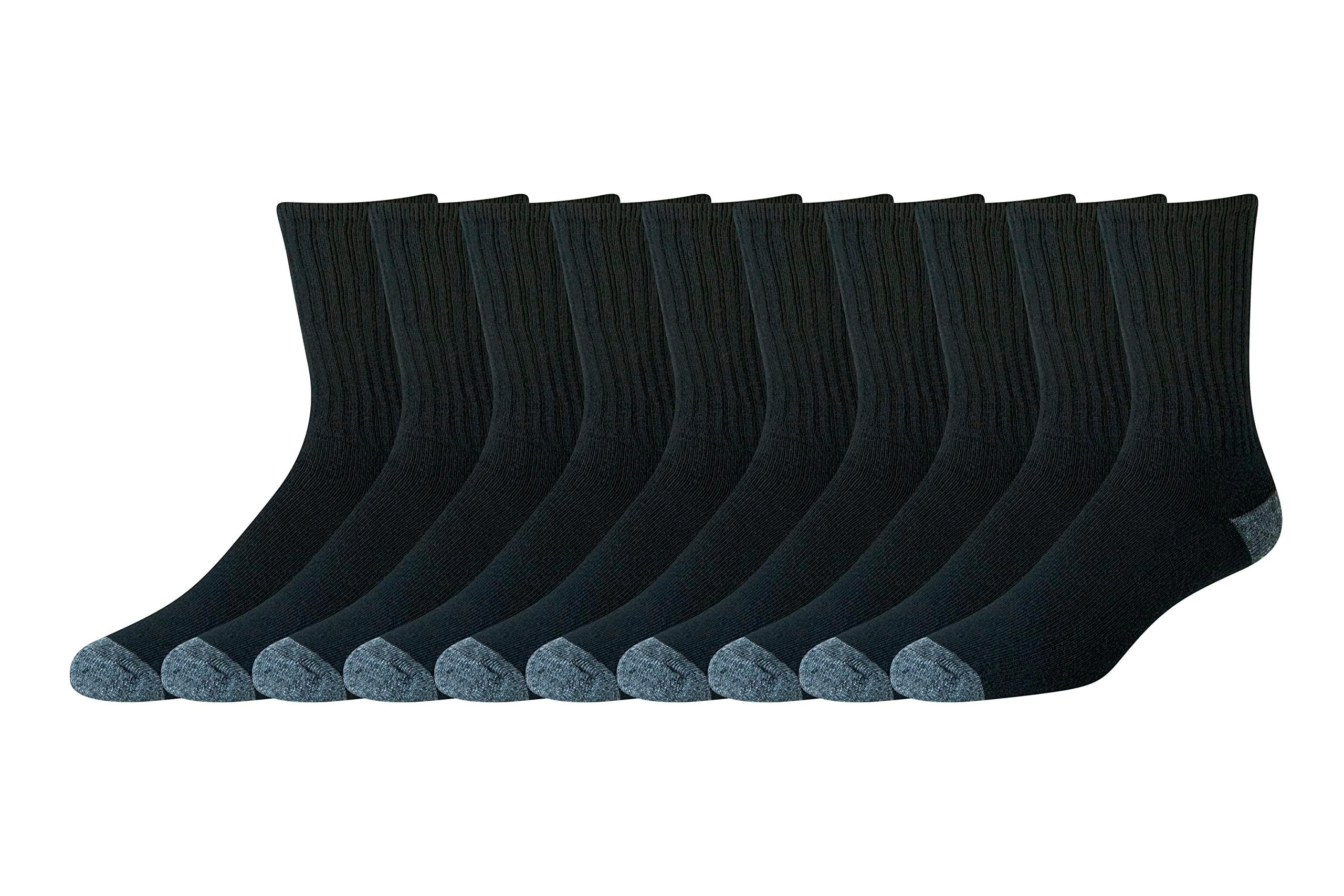 Amazon Essentials Men's Cotton Crew Socks - Comfortable, Durable, Half-Cushioned, 10 Pairs