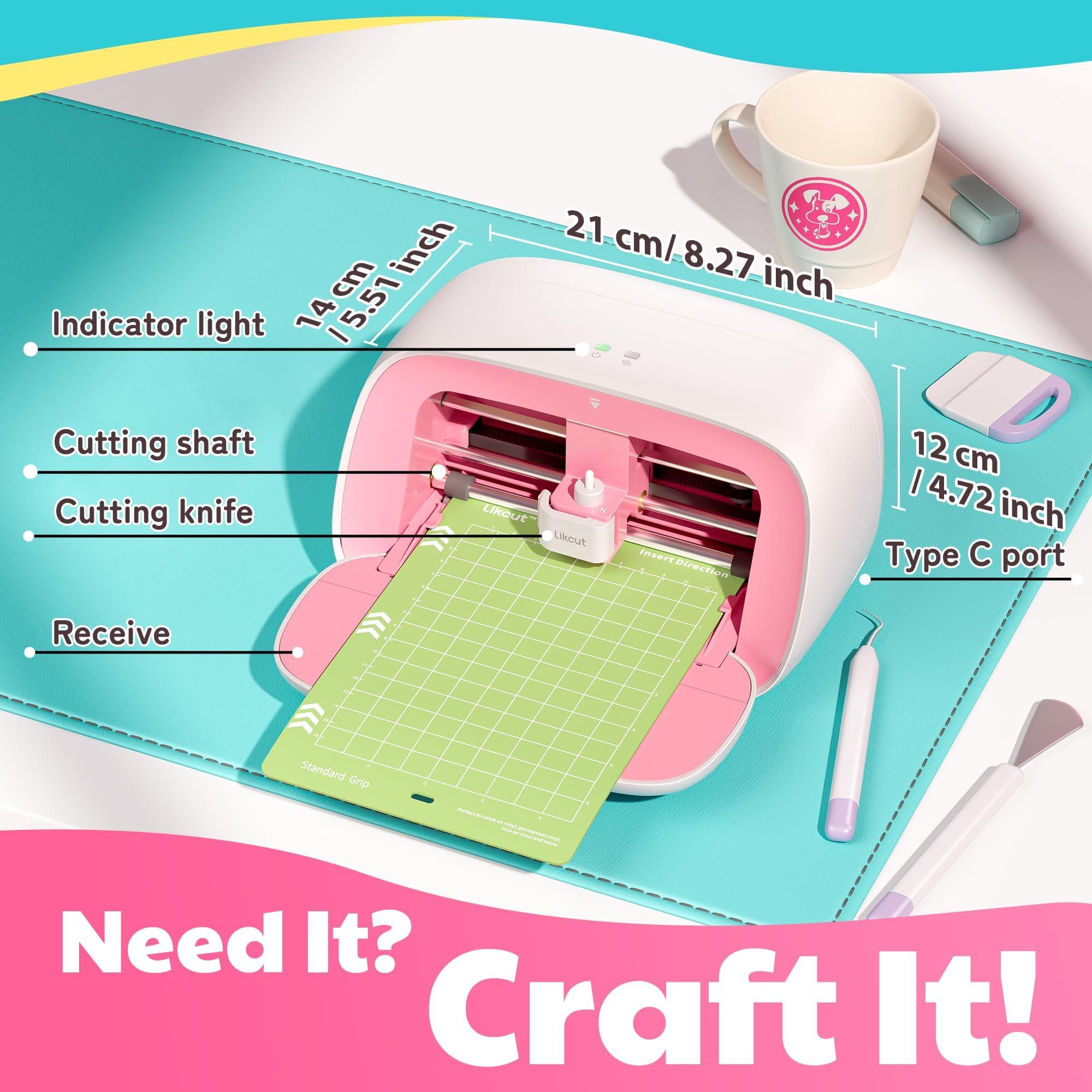 Likcut Vinyl Cutter Machine, Upgrade Cutting Machine Glee S501 for DIY Joy, Portable Smart Cutting Tool for Crafter, Sticker Decal Maker Printing for Family & School Fun Projects and Decorations, Pink - Image 2