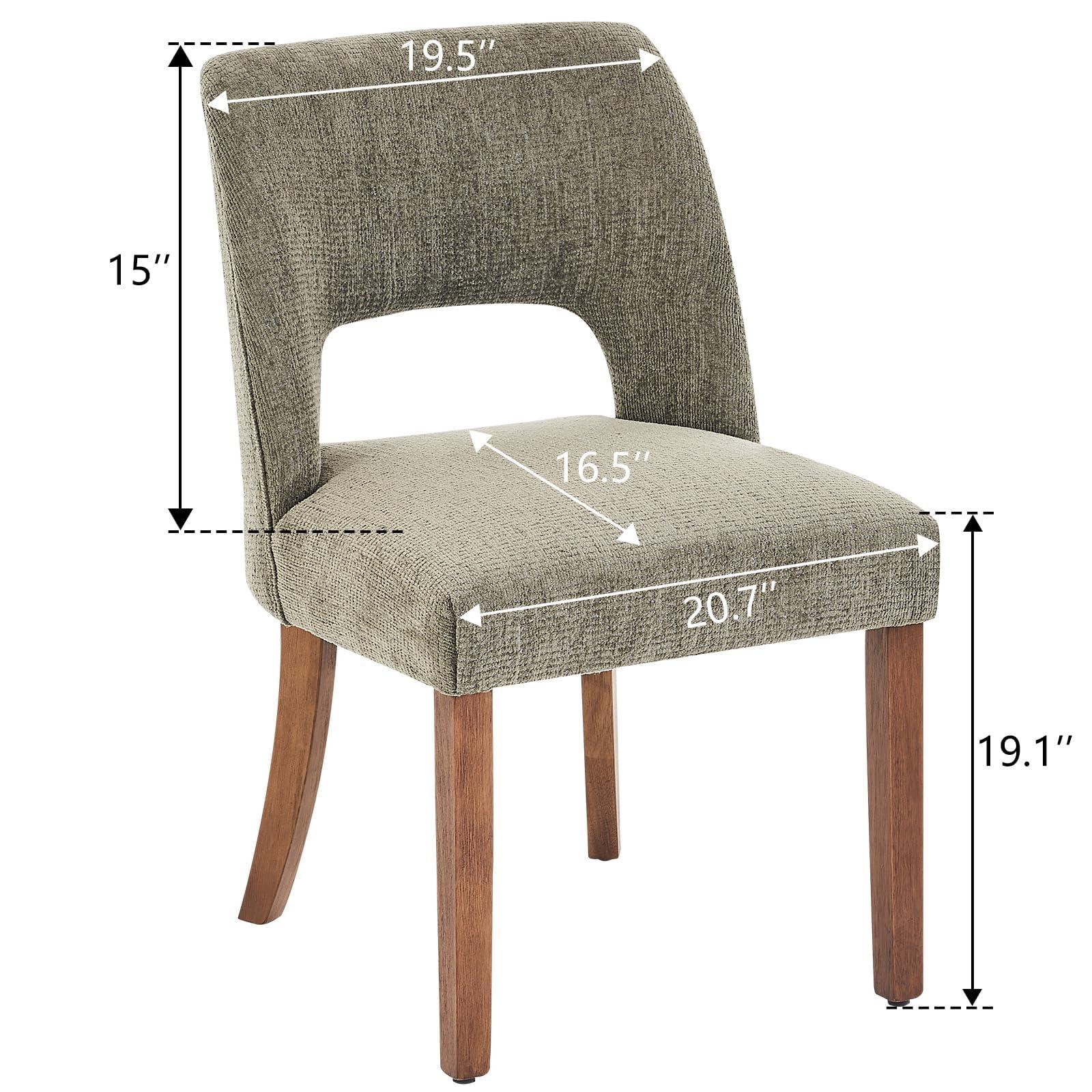 VKNOW Wooden Dining Chairs Set of 6, Modern Fabric Upholstered Dining Room Chair Kitchen Chairs, Farmhouse Dinner Chair for Kitchen Dining Room, Green - Image 2