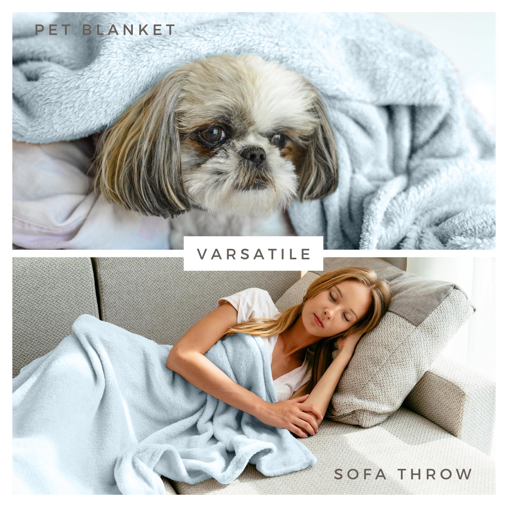 Pet Blanket - Lightweight Breathable Warm Cozy Soft Throw Blanket - Ice Water Blue - 30x40 Inches - Image 4